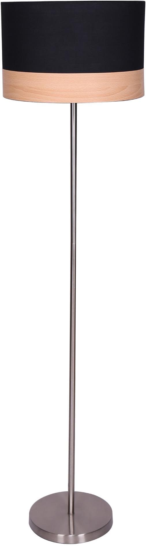 SALESFEVER Stehlampe Jannes Schwarz Chrom Holzoptik
