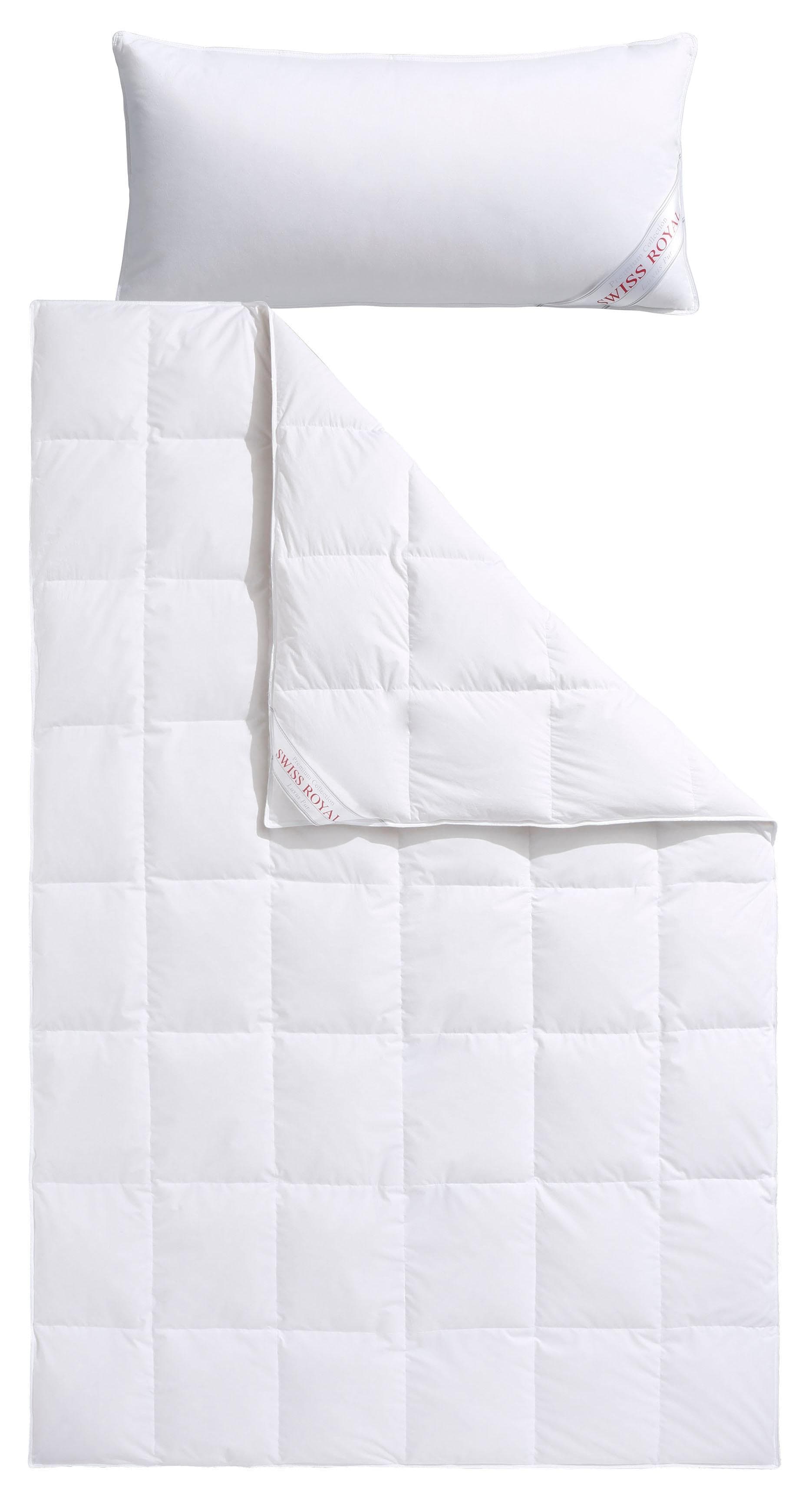 HAEUSSLING Swiss Royal Daunendecke + Kopfkissen Weiß 100% Baumwolle