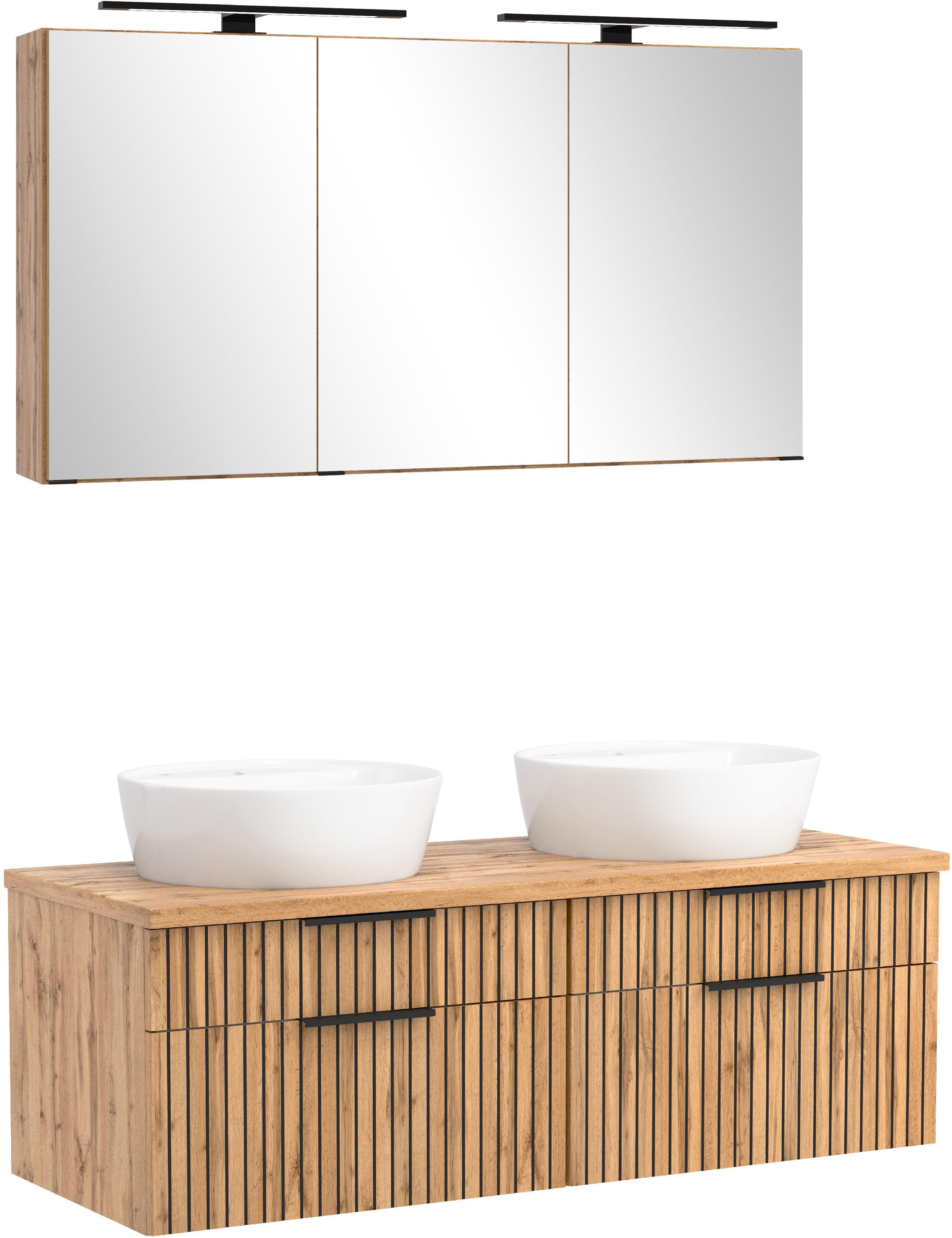 WELLTIME Carlton Waschtisch-Set 120cm Spiegelschrank Keramik