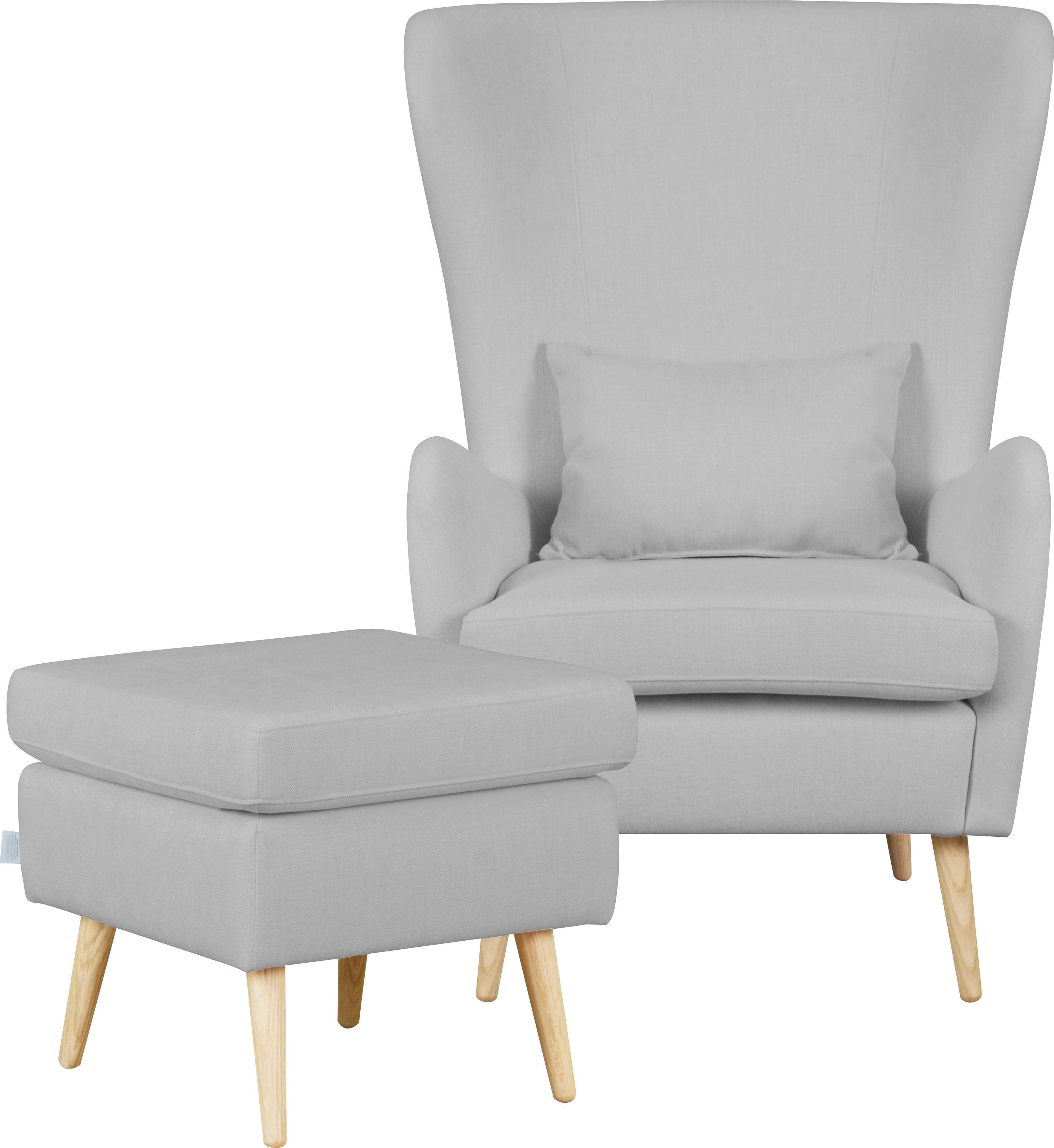 HOME AFFAIRE Sessel Sallito mit Hocker Grau Struktur