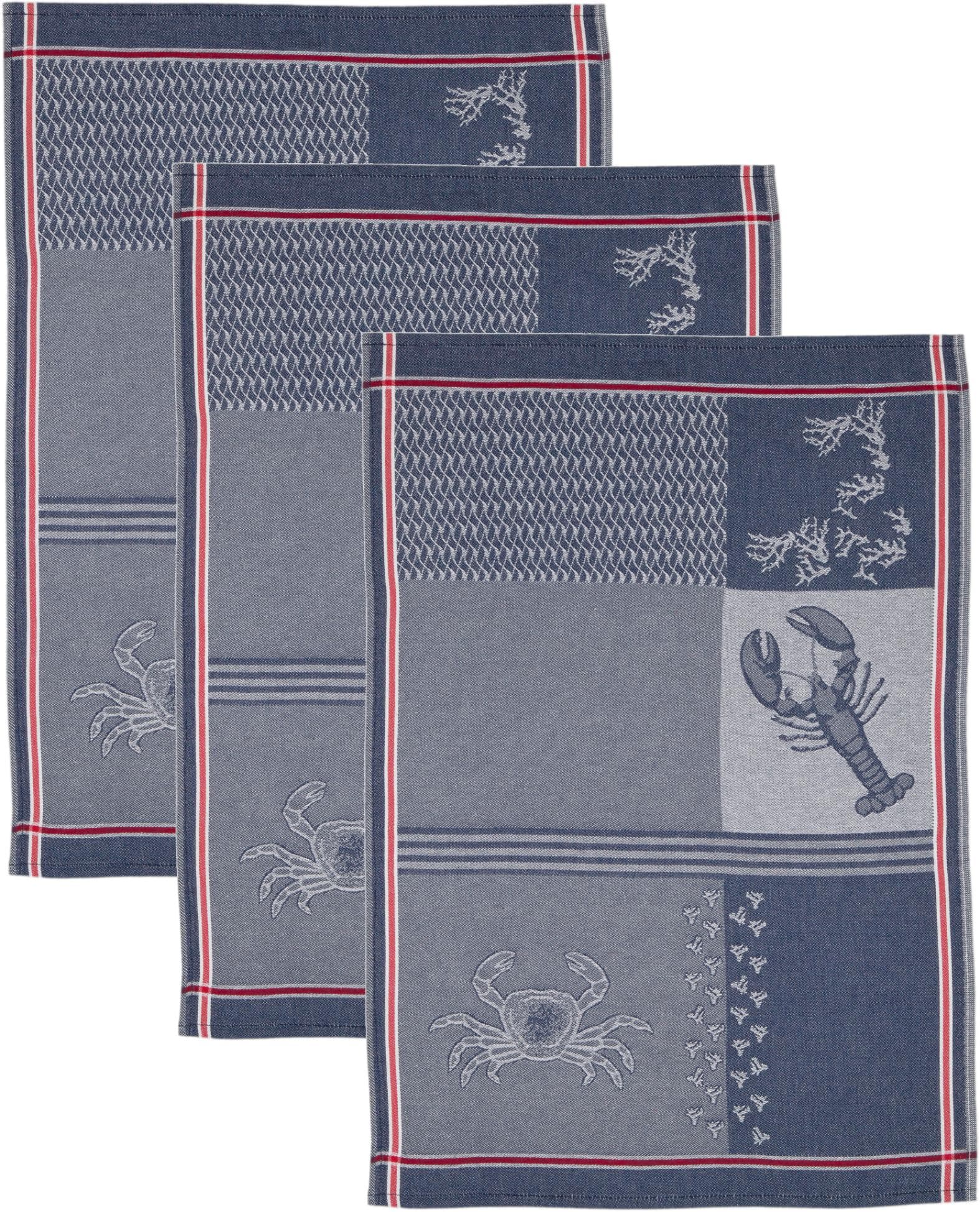 ROSS Geschirrtuch 3er-Set Maritim Marineblau 100% Baumwolle