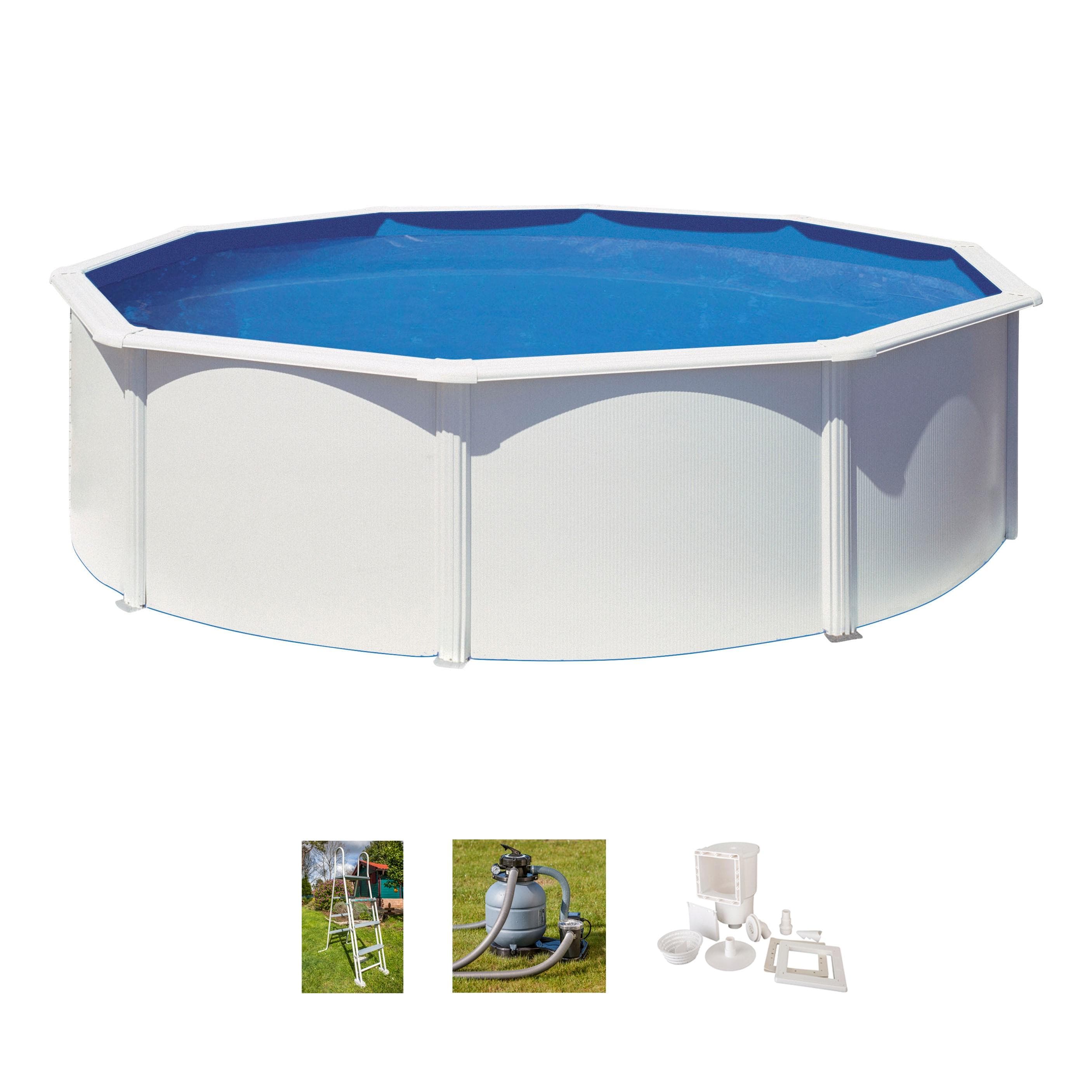 GRE Rundpool FIDJI Stahlwandbecken mit Sandfilter & Leiter
