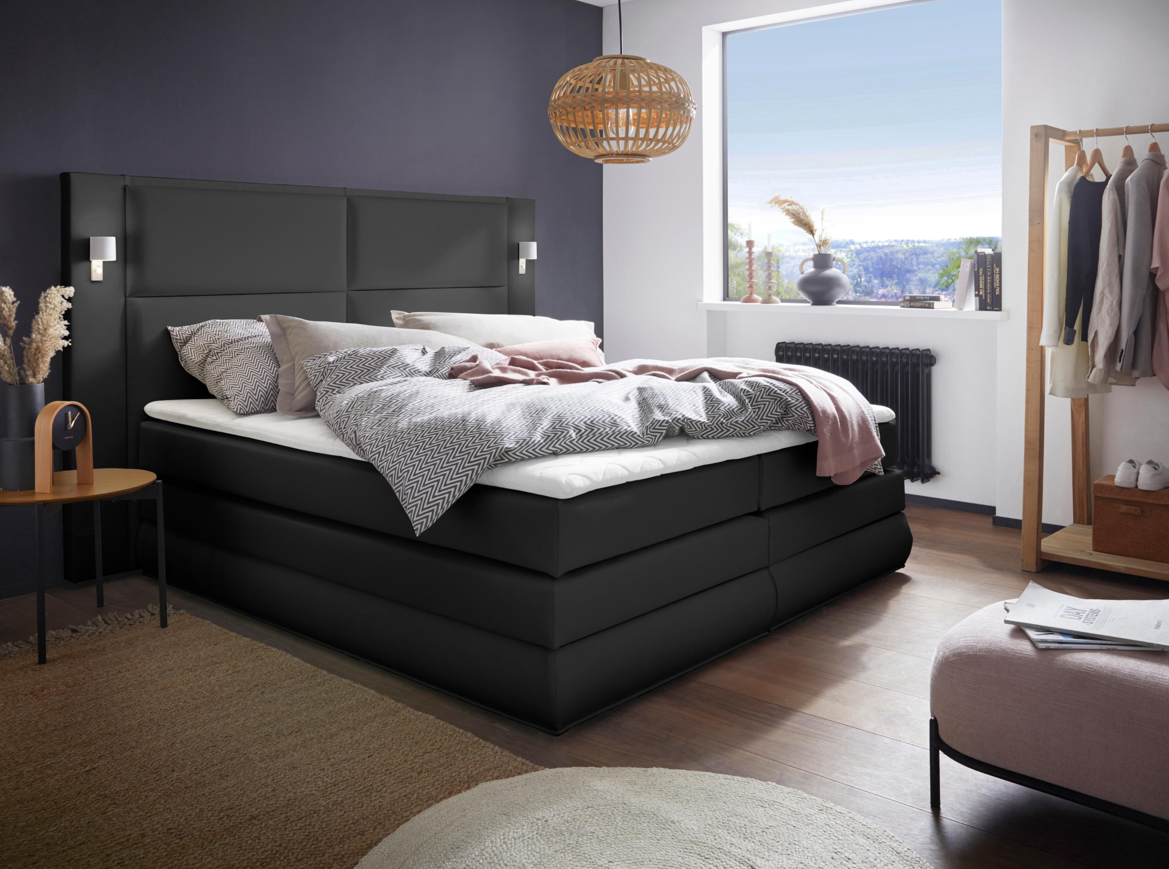 Boxspringbett mit Bettkasten und Topper - Optional mit LED-Beleuchtung
