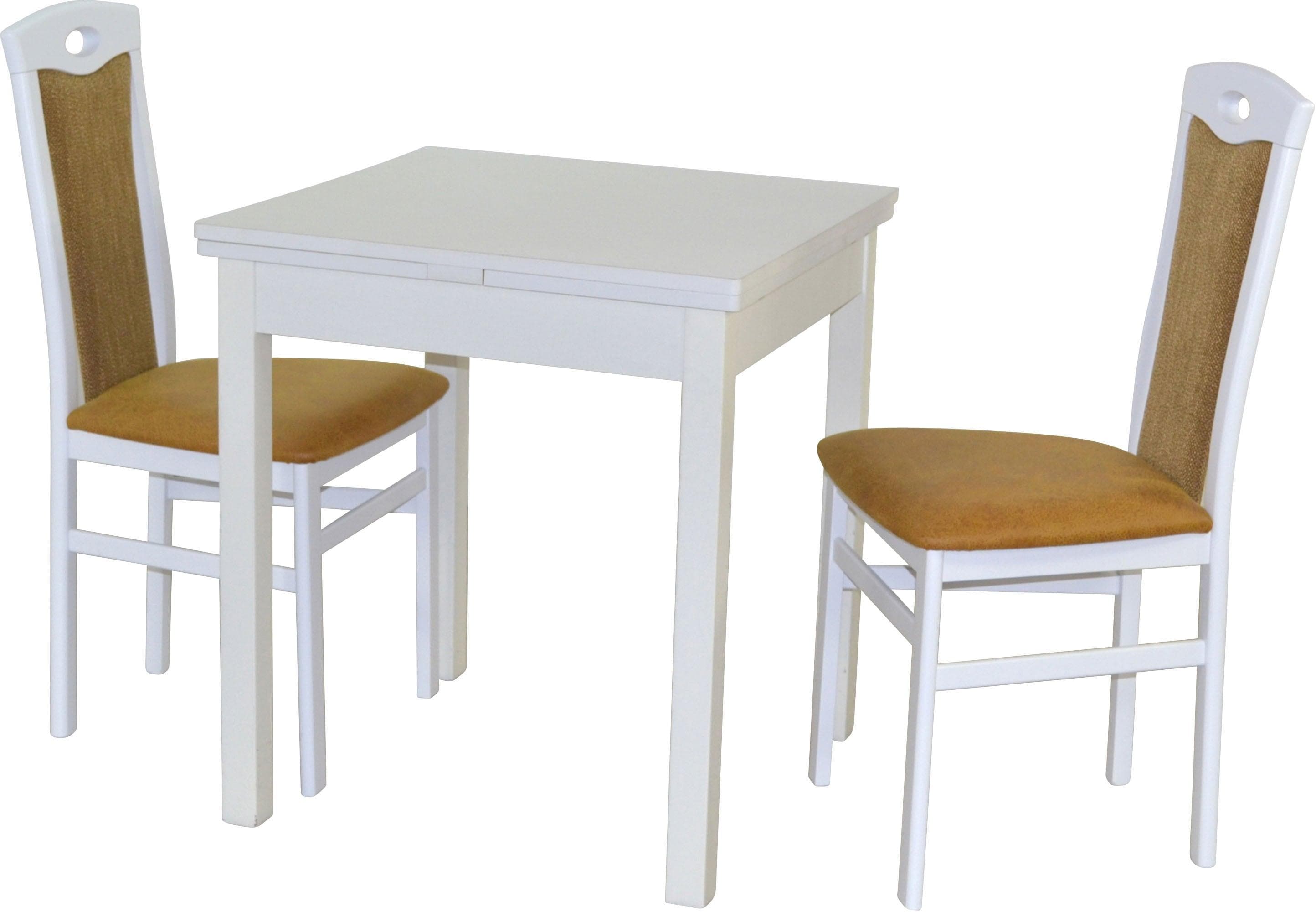 HOFMANN Essgruppe 3-tlg. mit ausziehbarem Tisch Buche Weiß/Gelb