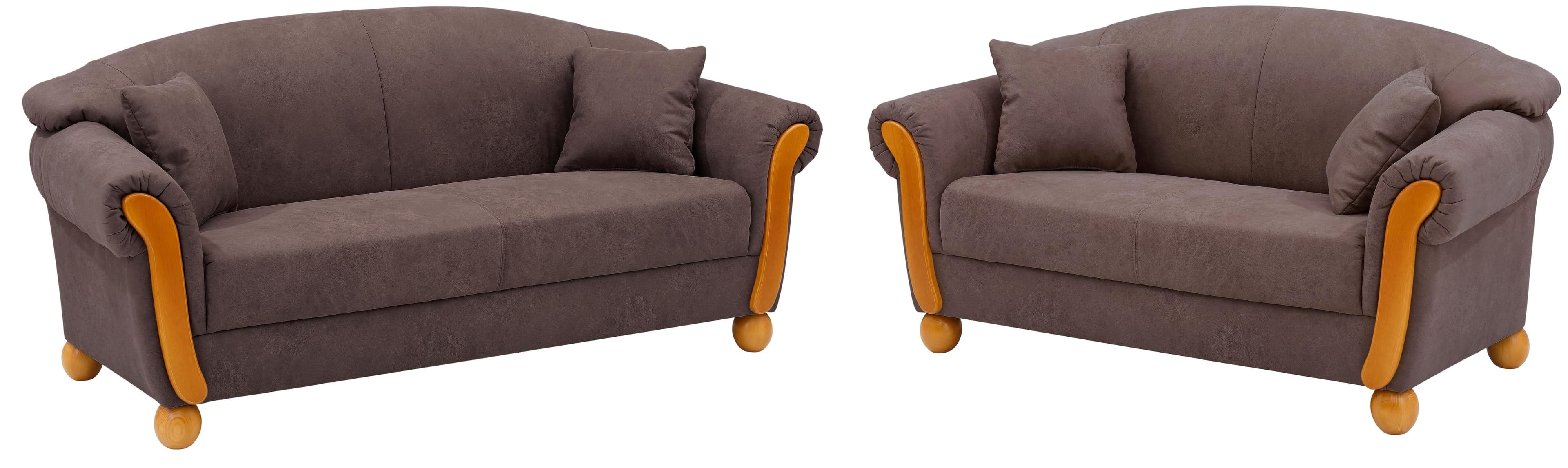 HOME AFFAIRE Milano Sofa-Set Braun 2-Sitzer 3-Sitzer Lederoptik