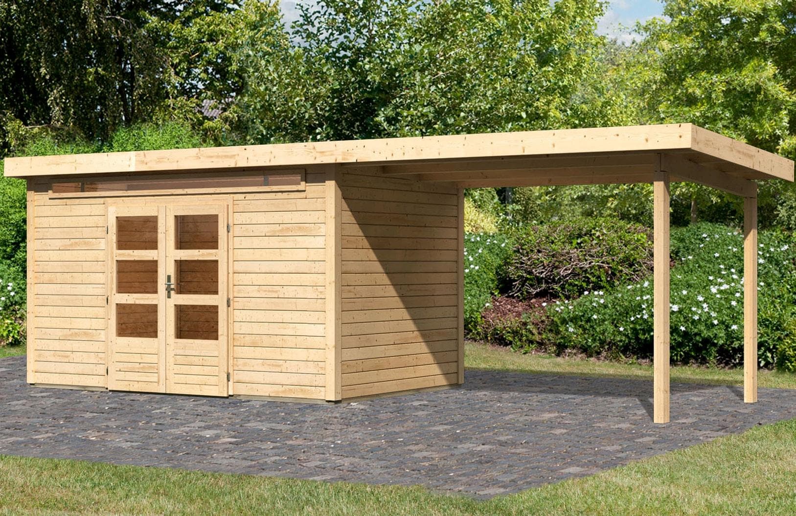 Gartenhaus KARIBU Ammersee 6 Beige Holzwerkstoff