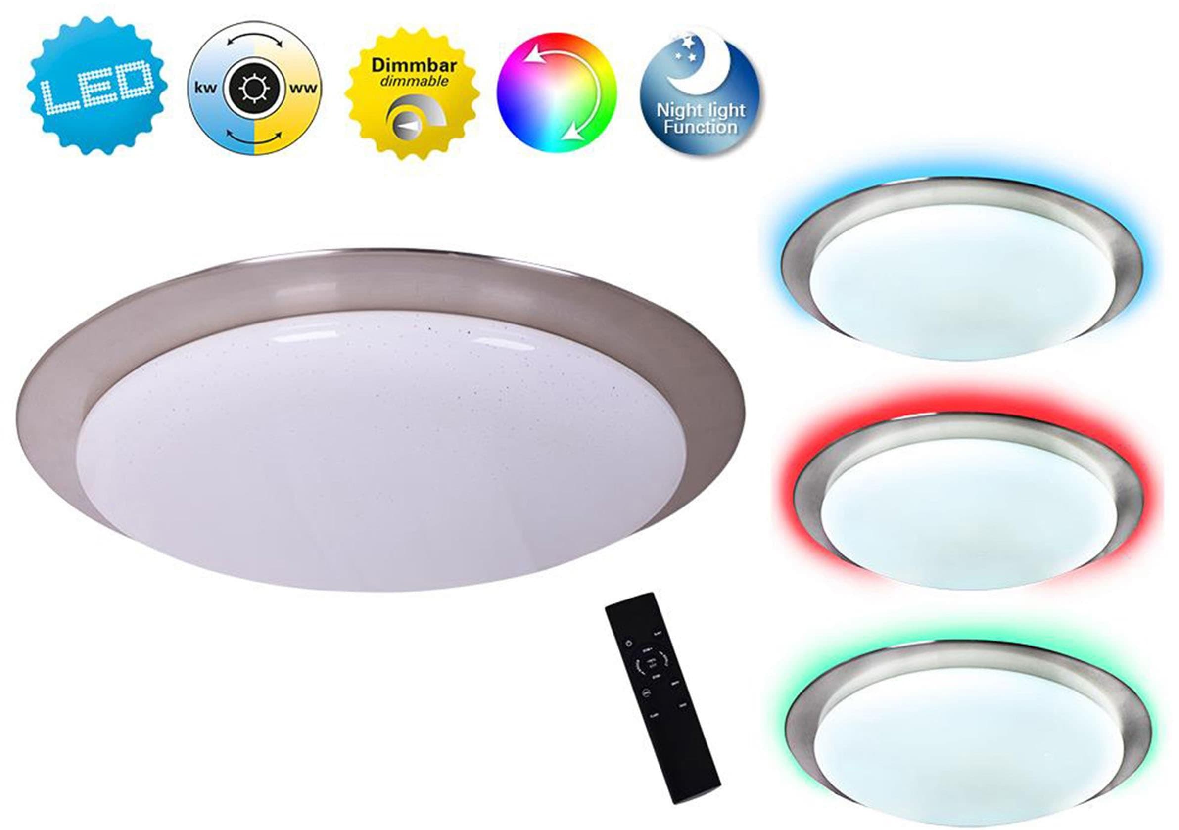 Näve LED Deckenleuchte Triest: Dimmbar, RGB, CCT, Nachtlicht