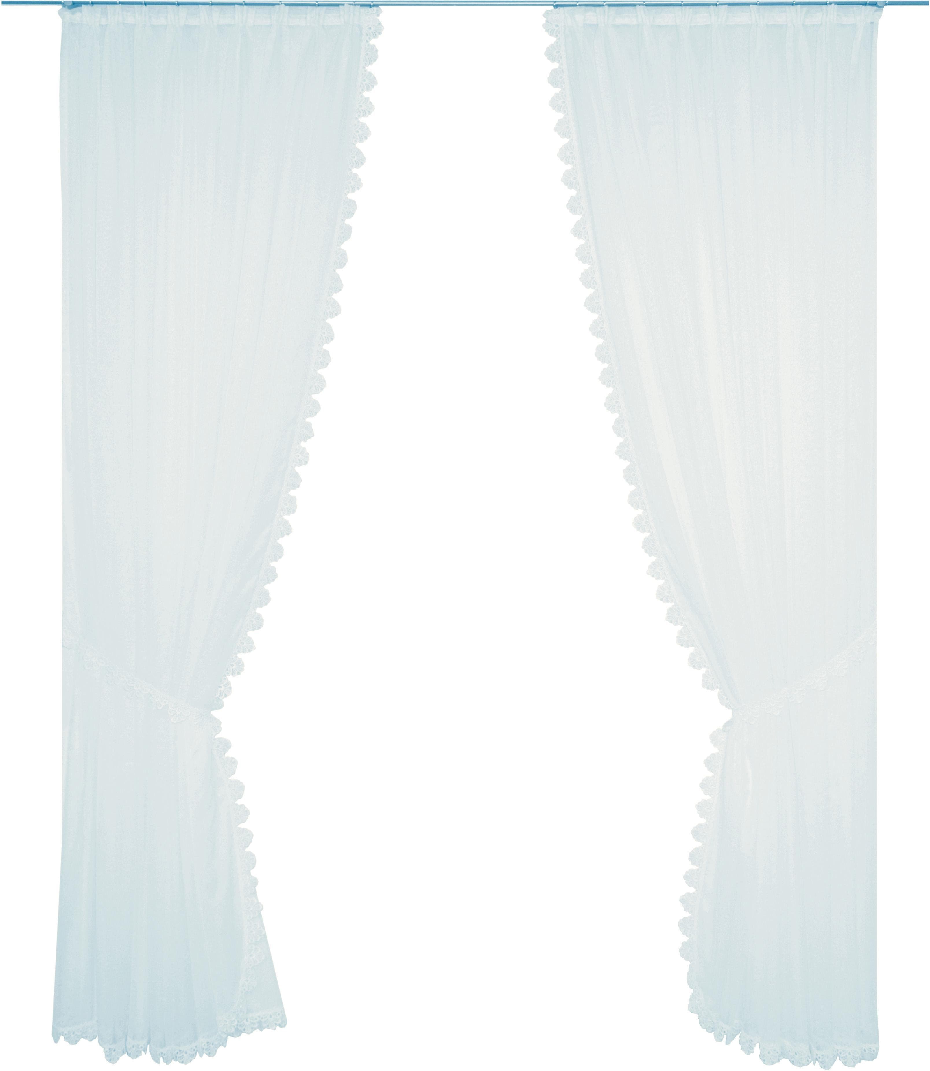 Gardine WIRTH "Elena" Gr. 9 Weiß Polyester Plauener Spitze