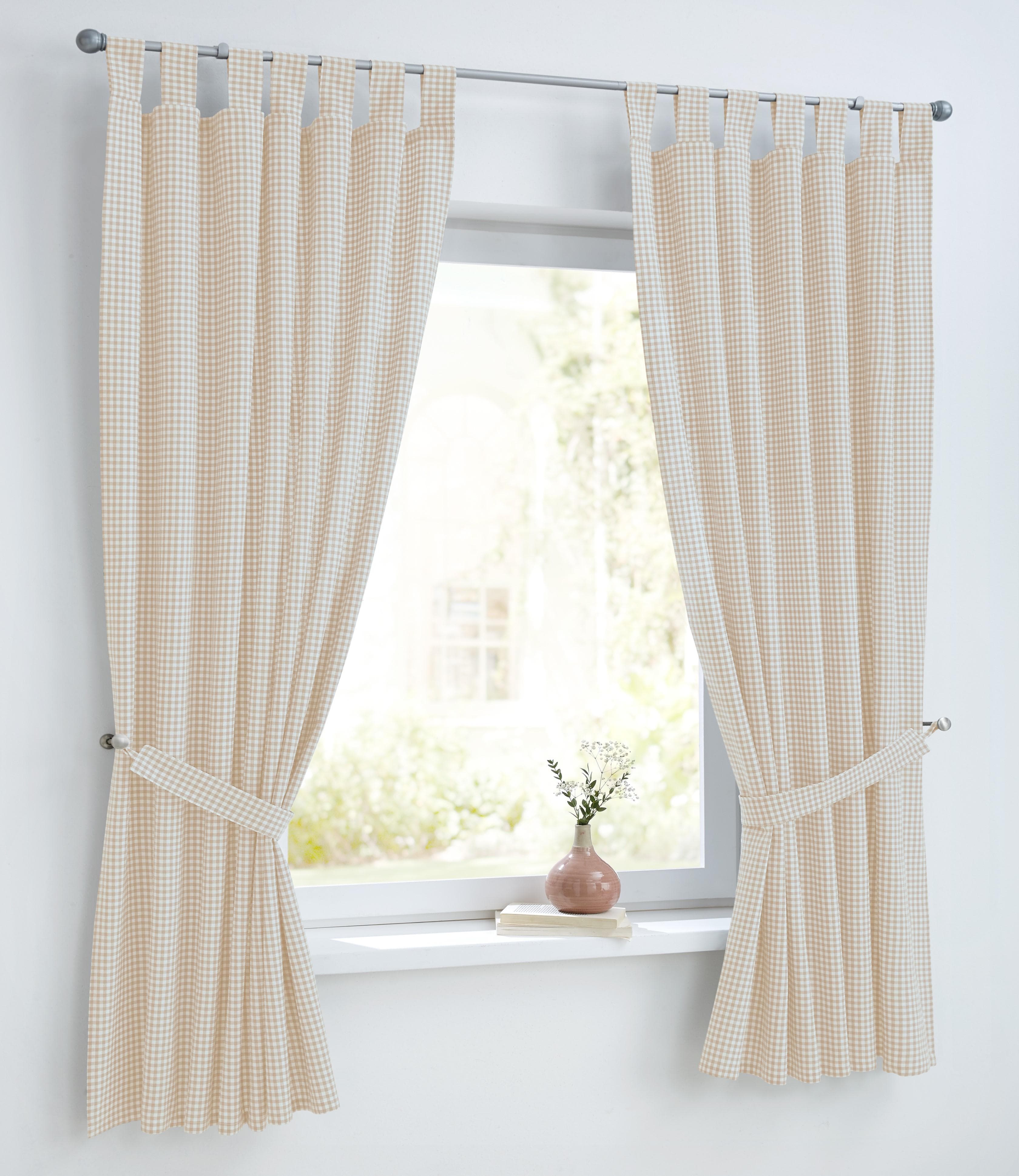 KUTTI Cottage Vorhang Beige Weiß Kariert Baumwolle