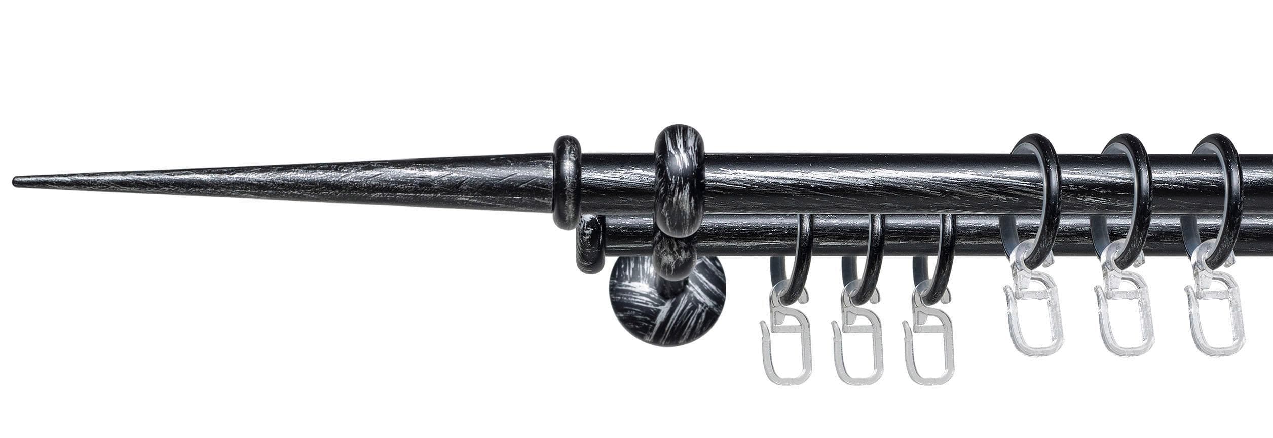 Gardinenstange LIEDECO "Esp Spitze" Gr. 3, schwarz-silber, 200 cm, Metall