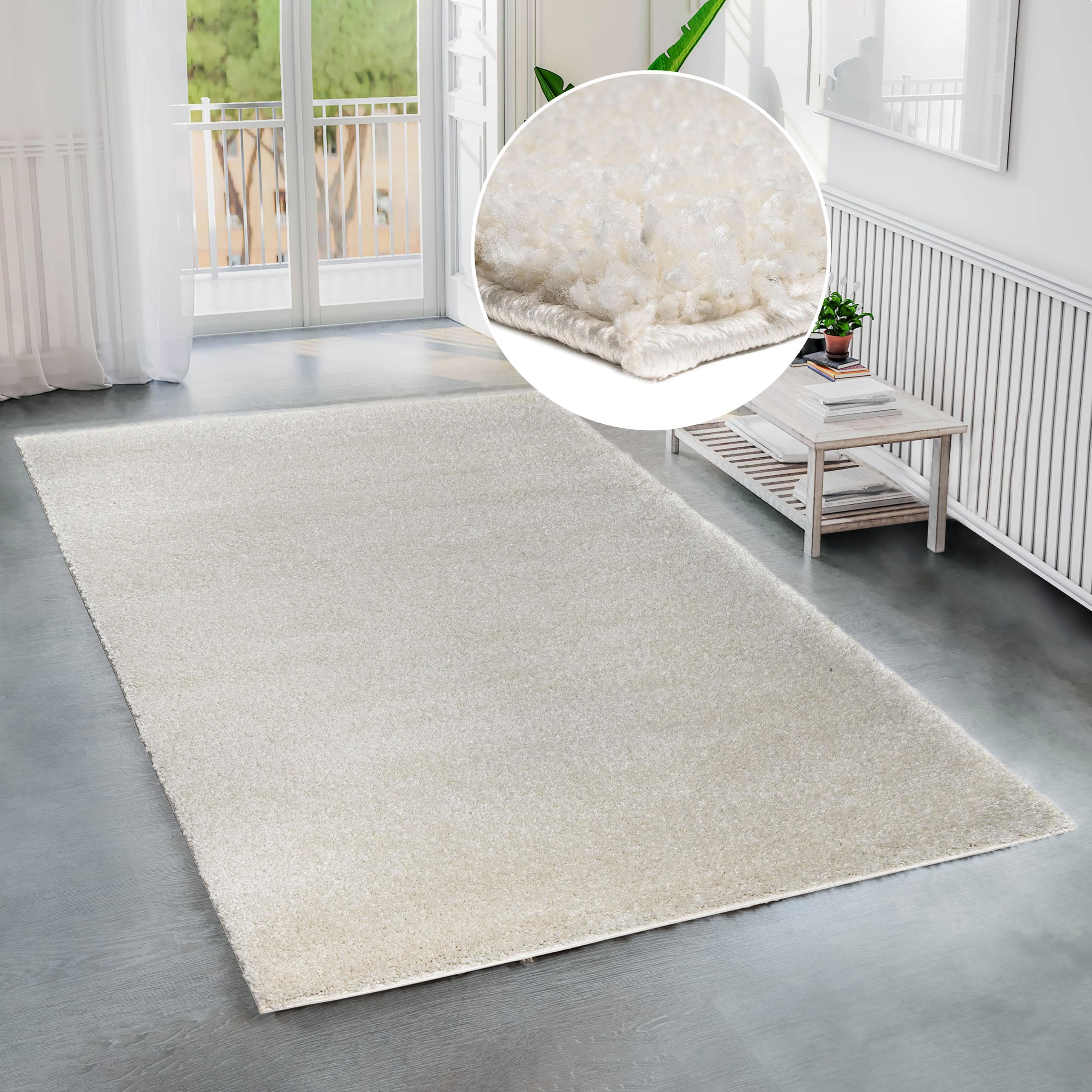 Moderner Shaggy-Teppich in Beige und Creme