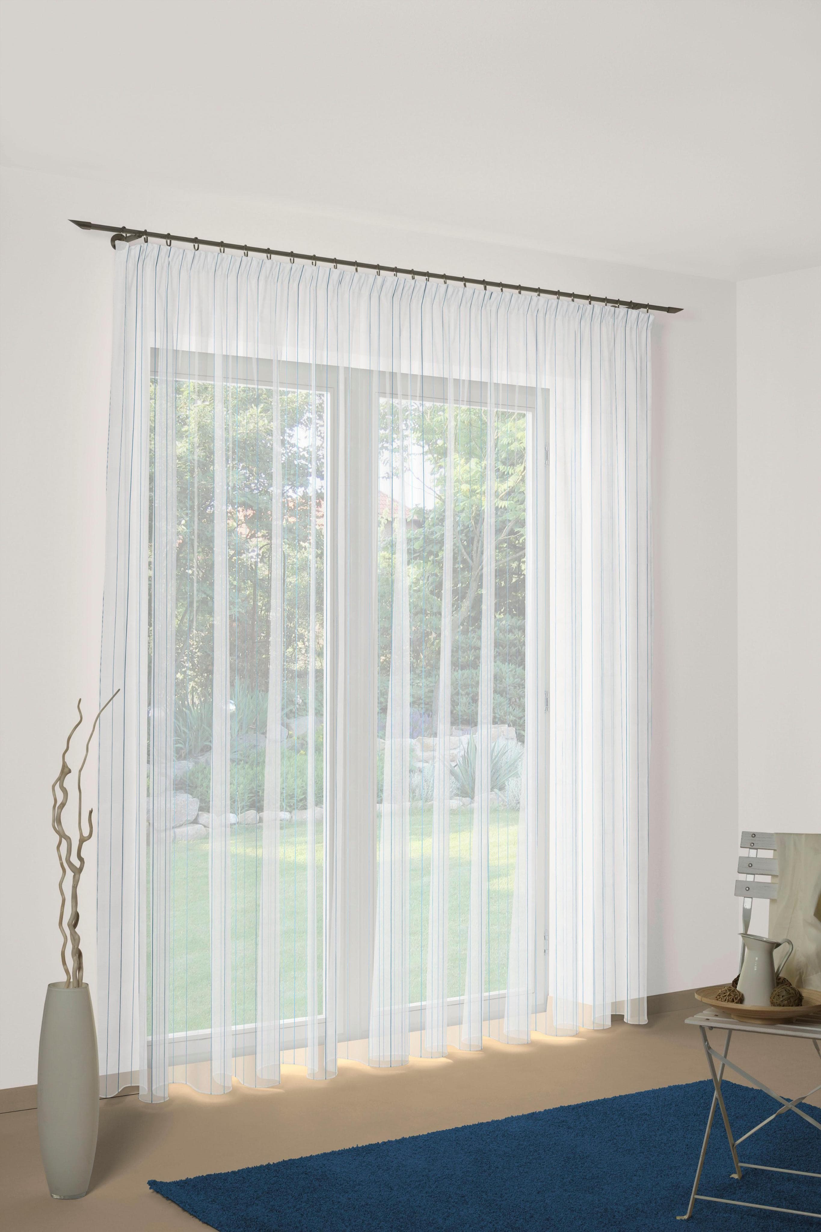 WIRTH Gardine 7227 Blau Faltenband 1:3 Polyester