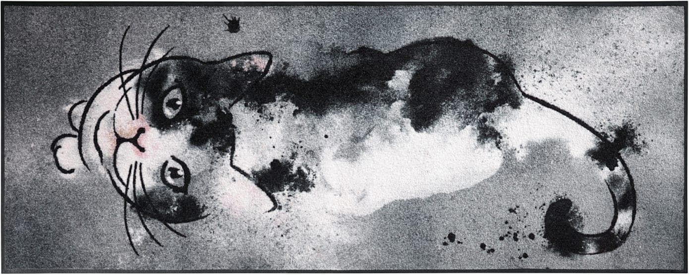 Fußmatte Gr. 4, grau, Polyamid, Katzenmotiv