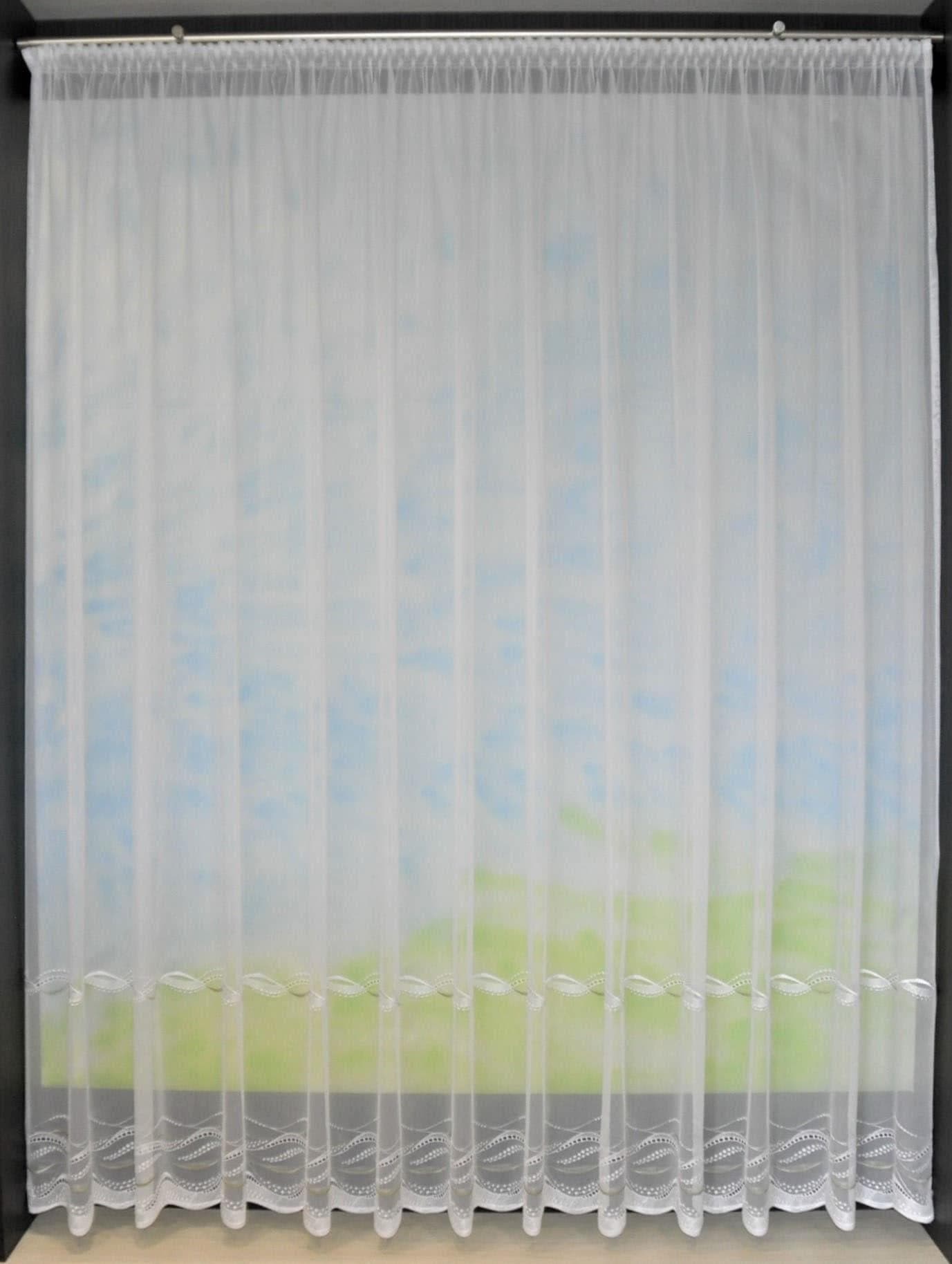 Gardine STICKEREIEN PLAUEN "Düne" Gr. 8 Grün/Weiß Polyester