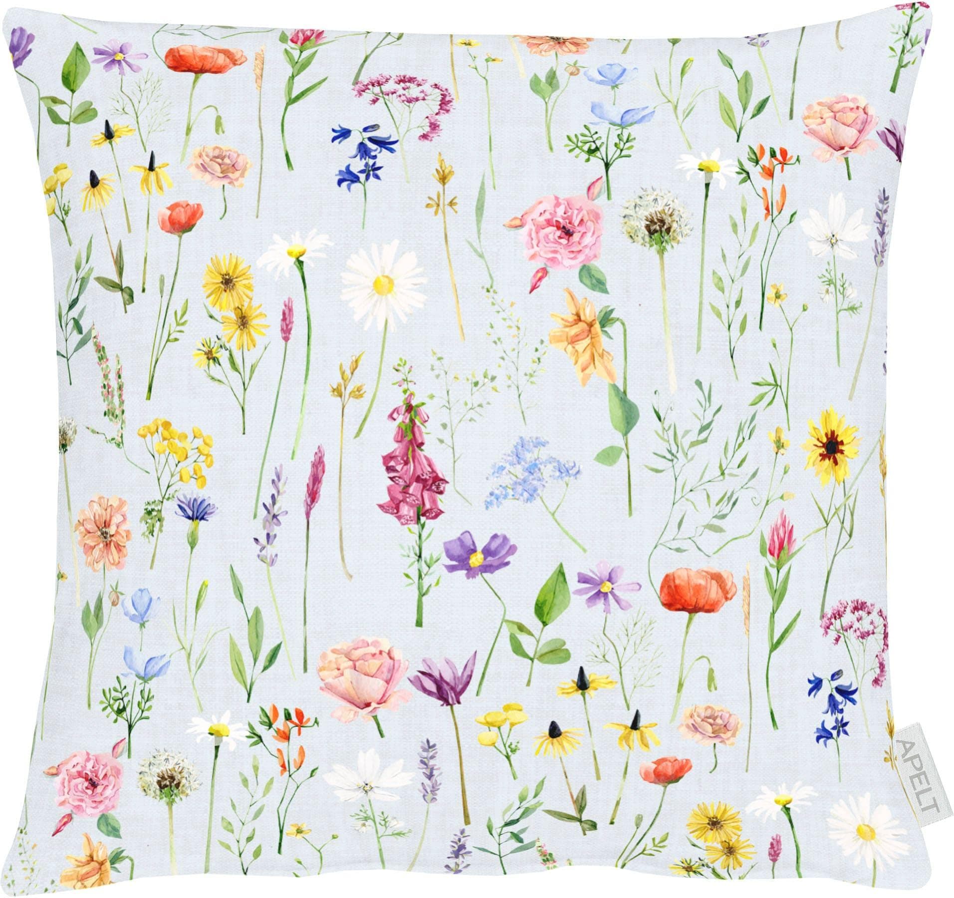 APELT Frühling Dekokissen mit Blütenmotiv - Satingewebe