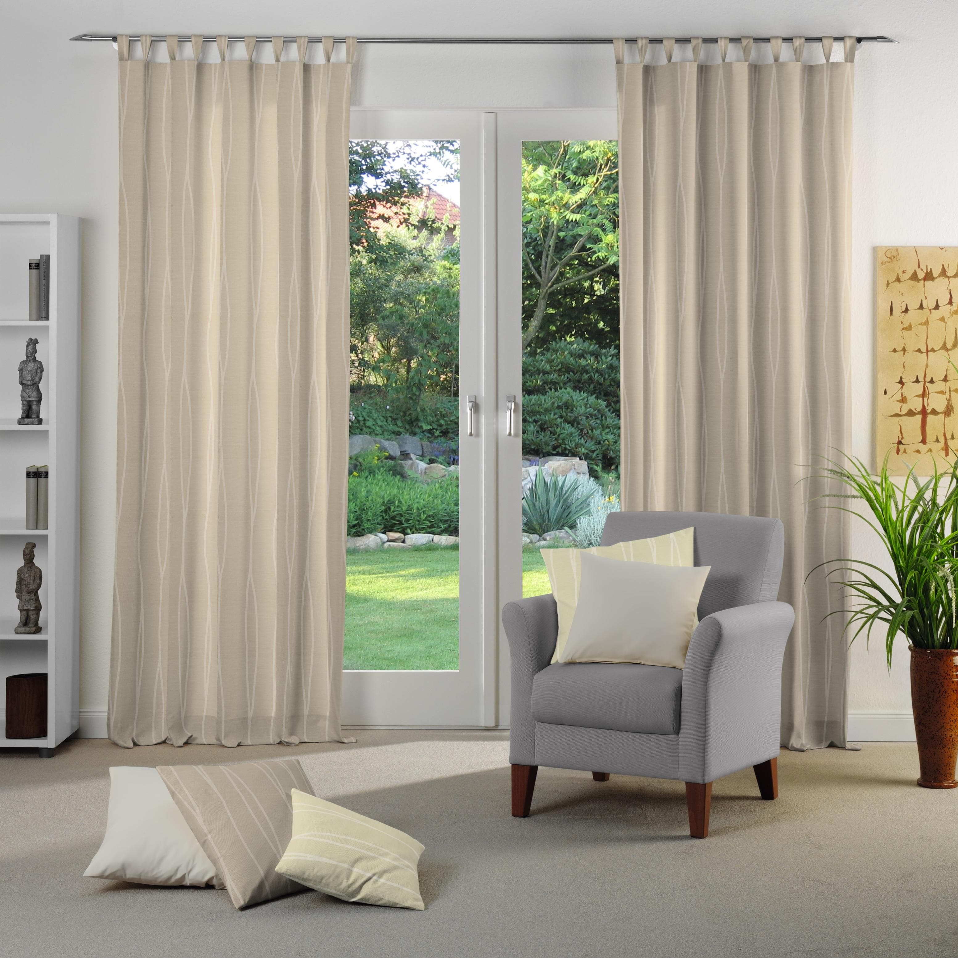 Vorhang WIRTH LANGWASSER Jacquard Polyacryl Polyester Grau