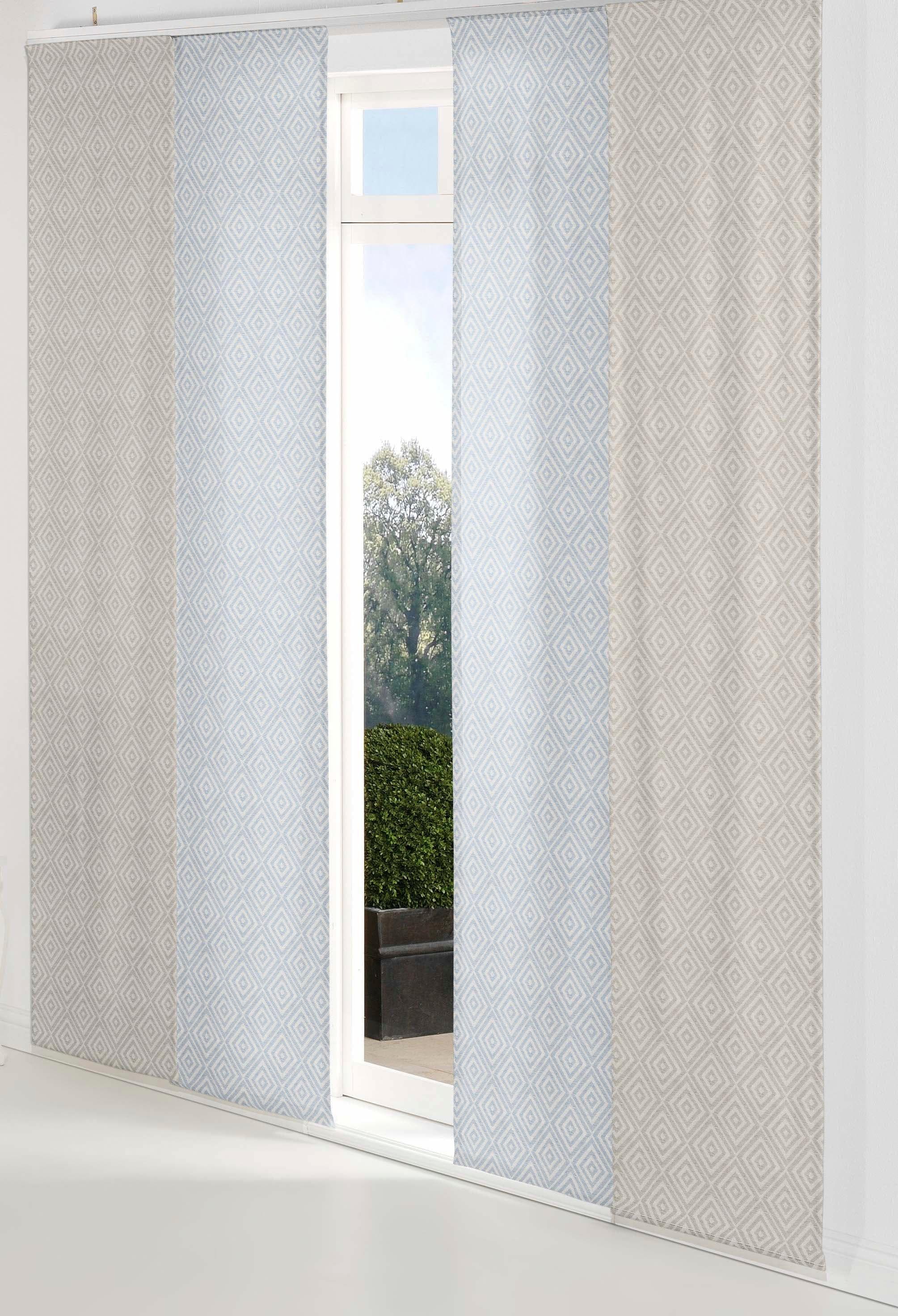 Schiebegardine WIRTH Telfort Blau Jacquard mit Paneelwagen
