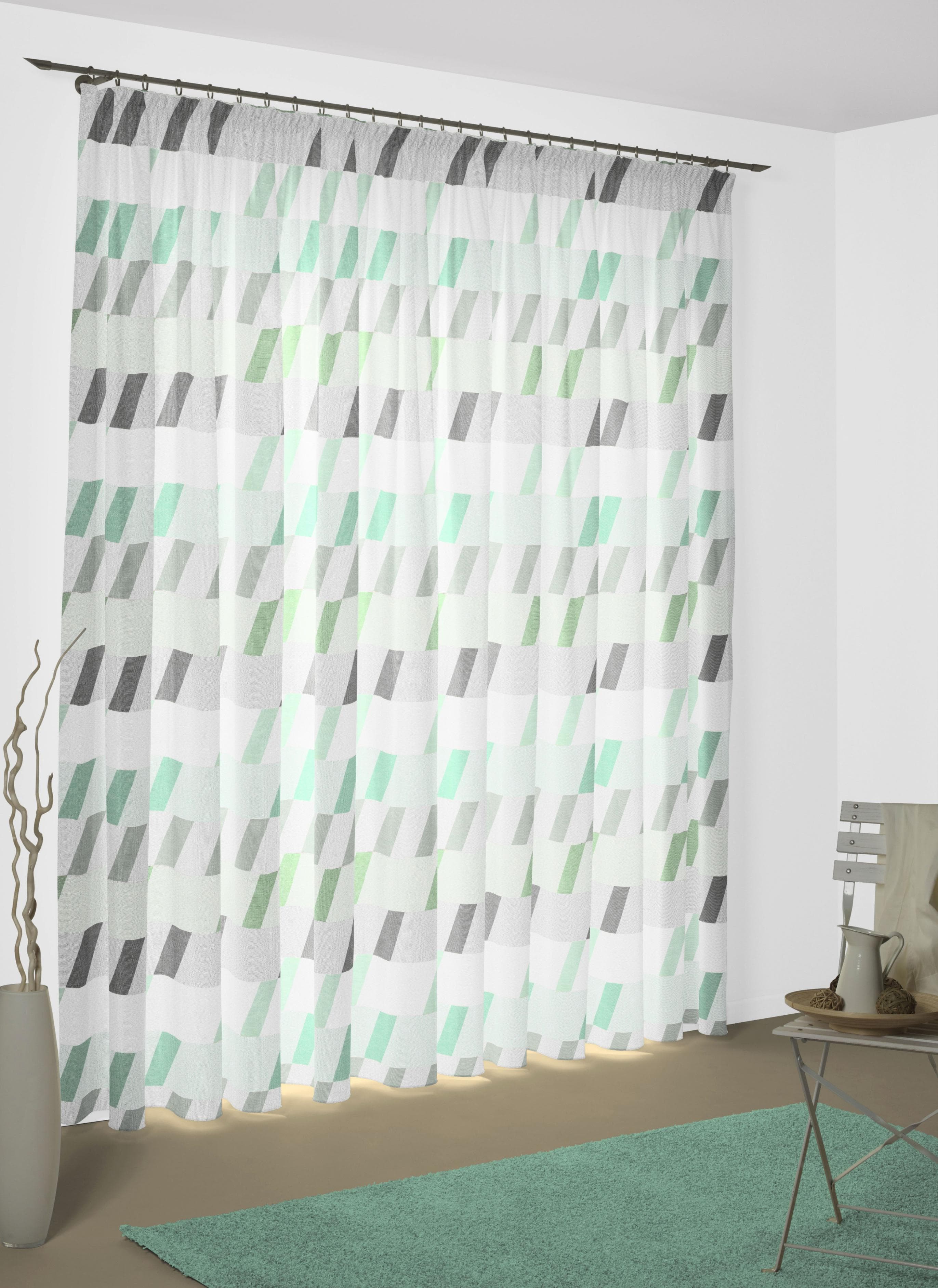 Vorhang WIRTH Bray Mint Jacquard Polyester Baumwolle