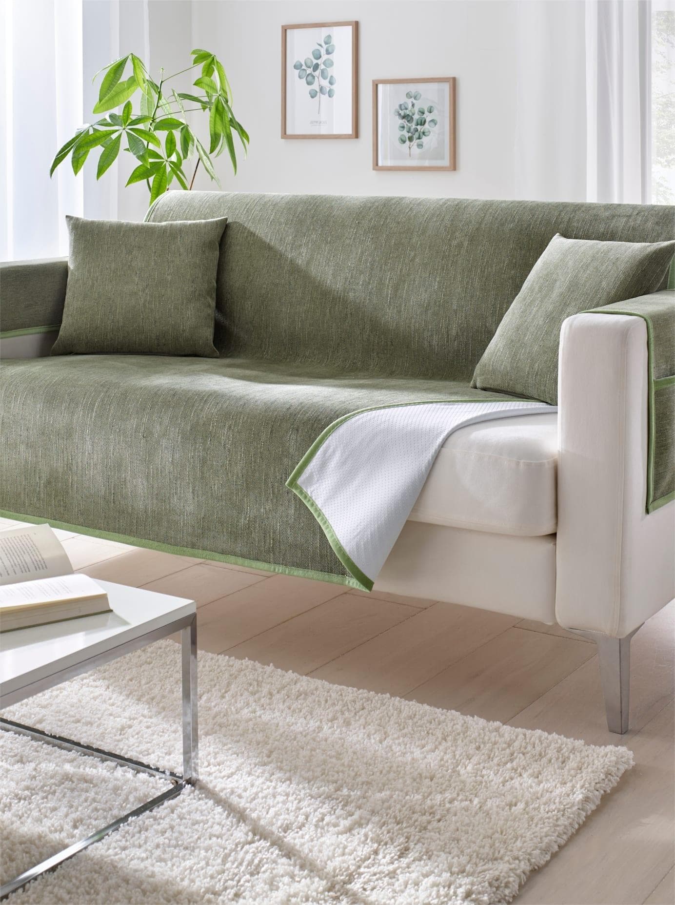 Tagesdecke Gr. 4 Grün Polyacryl Baumwolle Polyester