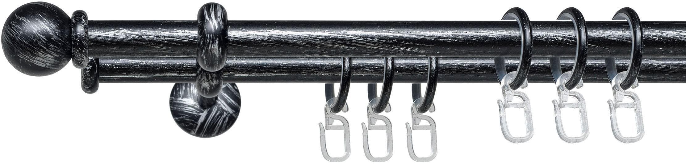 Liedeco Gardinenstange Esp Kugel 2-läufig Silber/schwarz