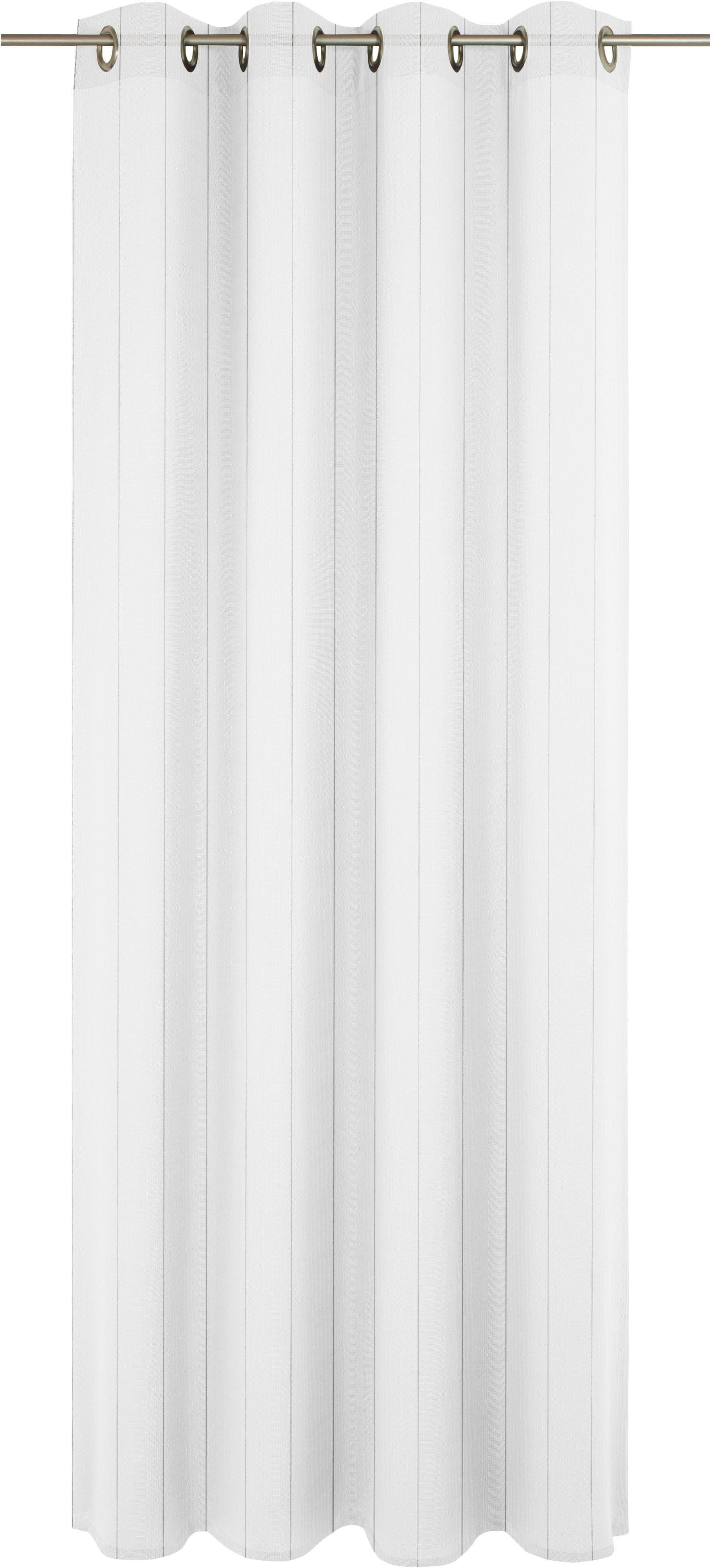 Moderne Streifen-Gardine aus Polyester, beige und silberfarben