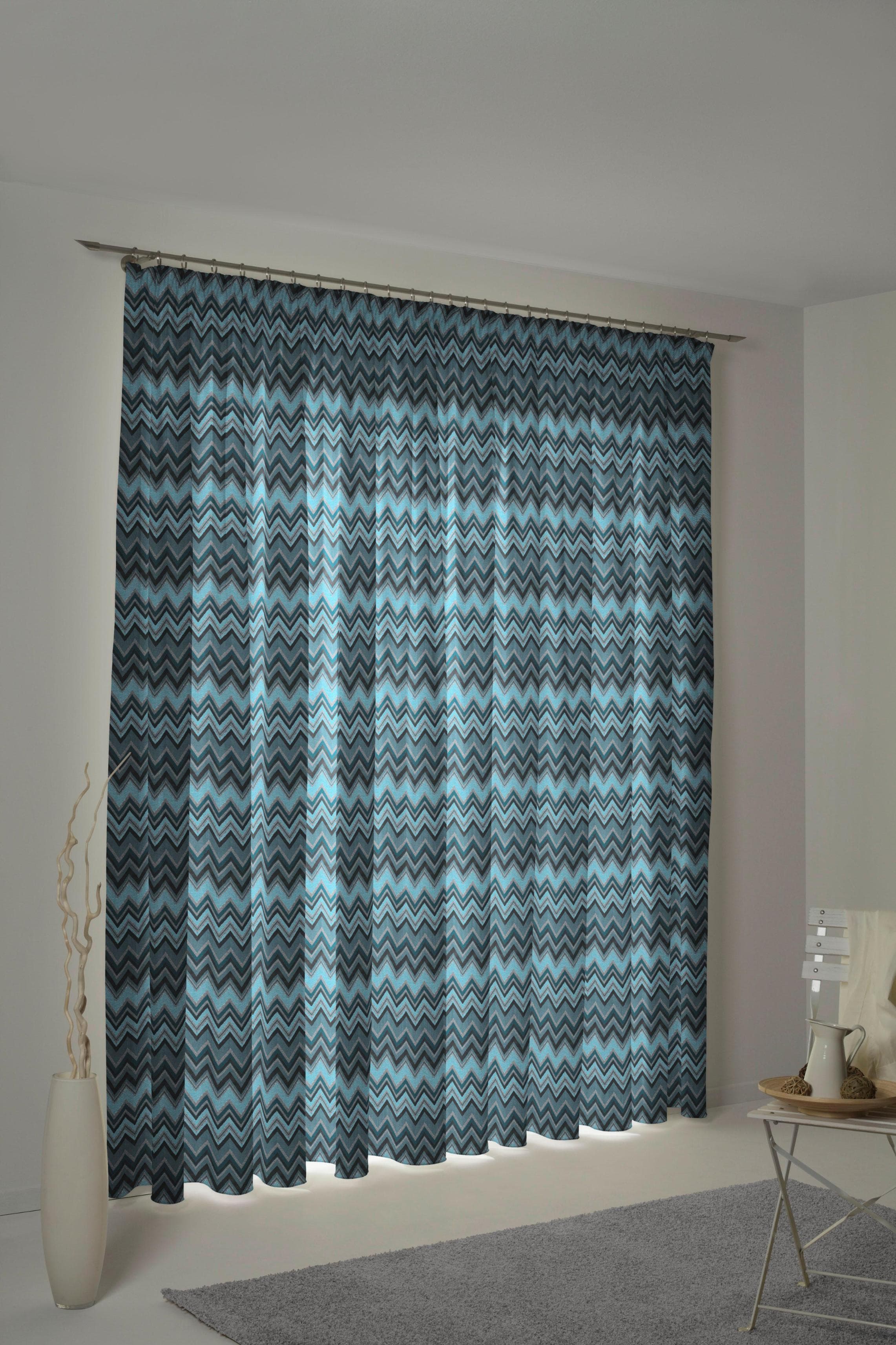 Vorhang WIRTH Benewitz Blau Jacquard Gardine