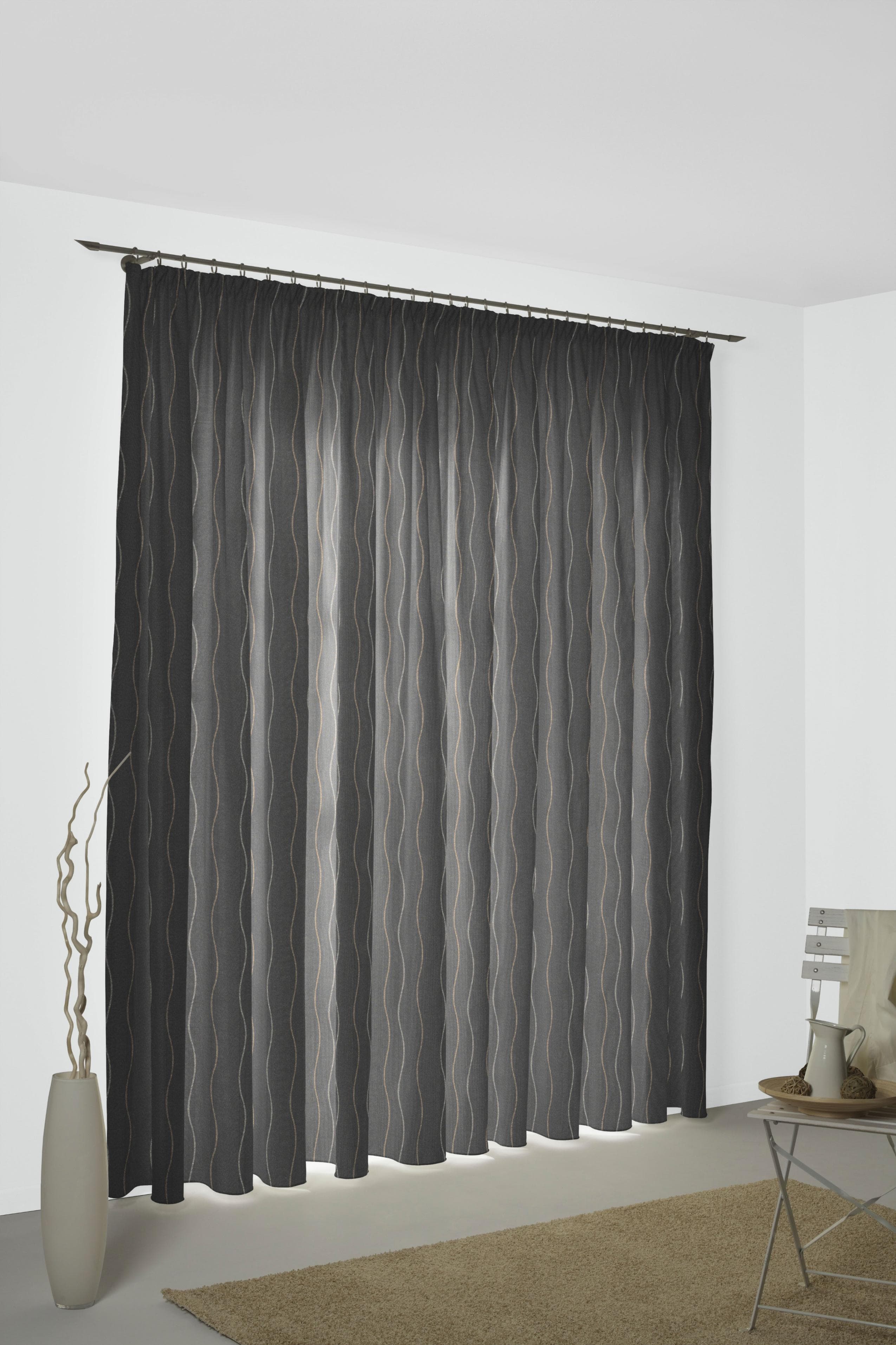 WIRTH Vorhang Sepino Grau Jacquard Baumwolle Polyester Gardine 132x225cm