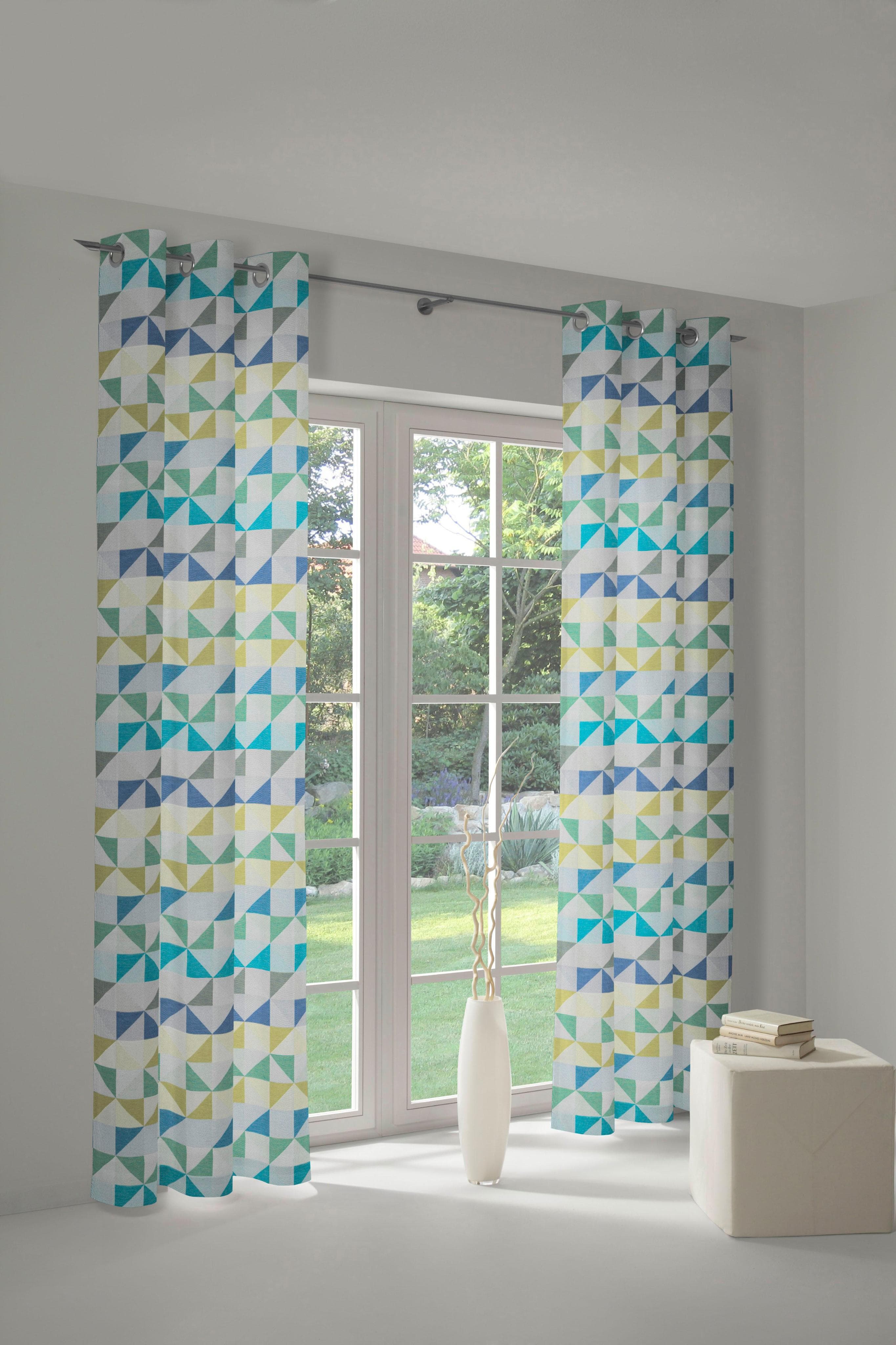 Vorhang WIRTH "Berlare" Blau Jacquard Polyester Baumwolle
