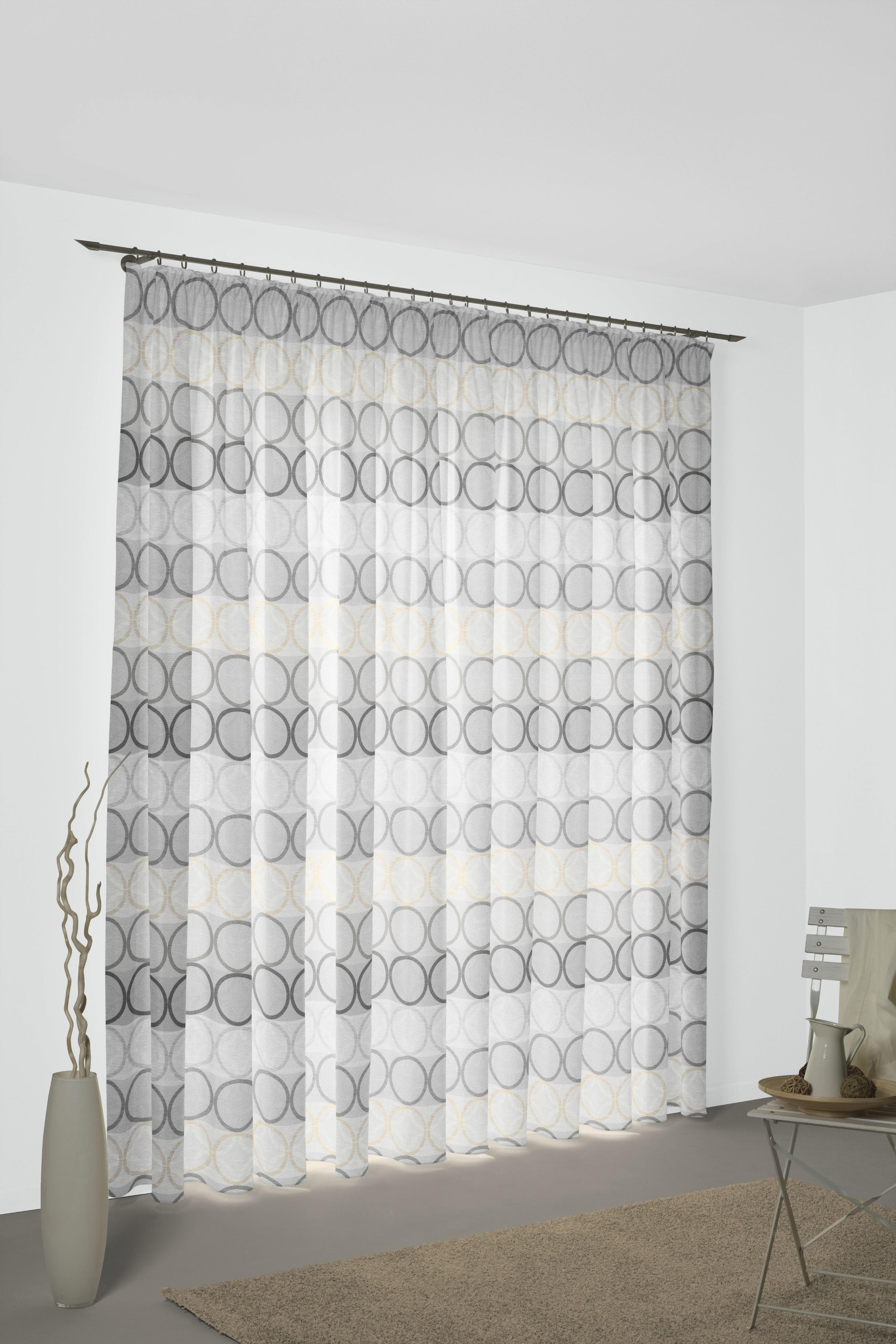 Vorhang WIRTH Zirbello Hellgrau Jacquard Baumwolle Polyester