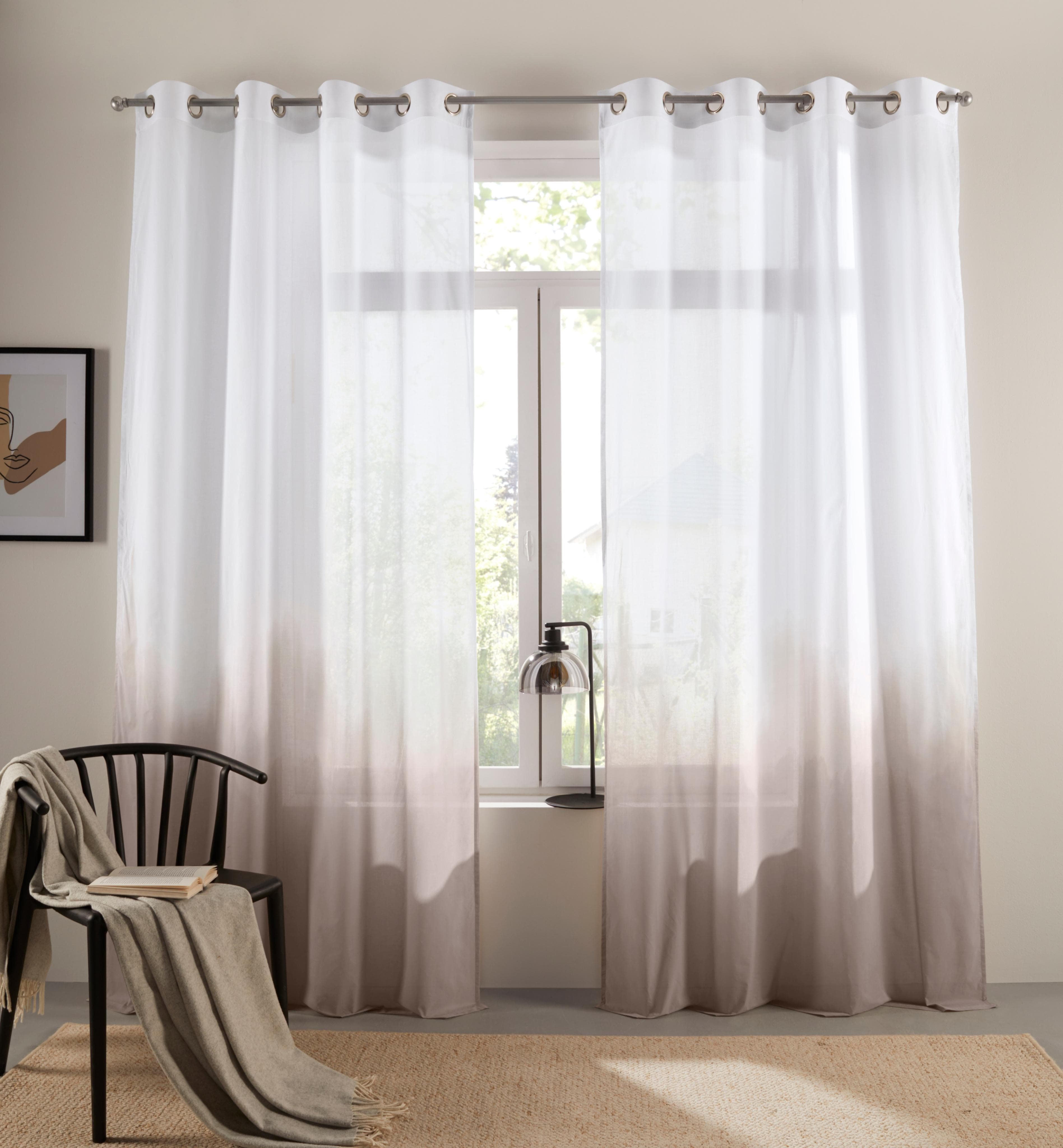 Bruno Banani Gardine Nevalla Beige Farbverlauf 130x225cm Baumwolle