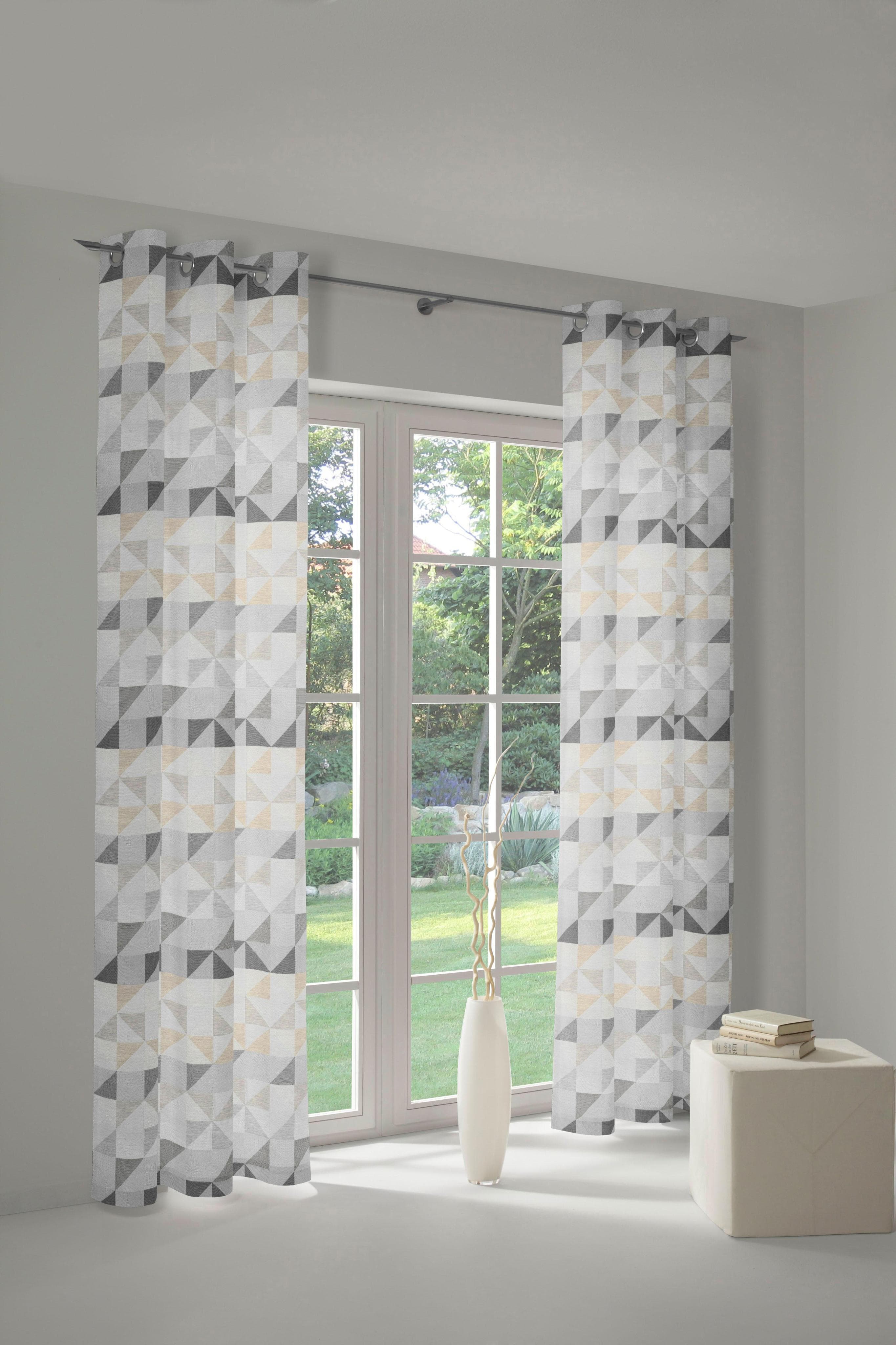 Vorhang WIRTH Berlare Hellgrau Jacquard Blickdicht Ösen