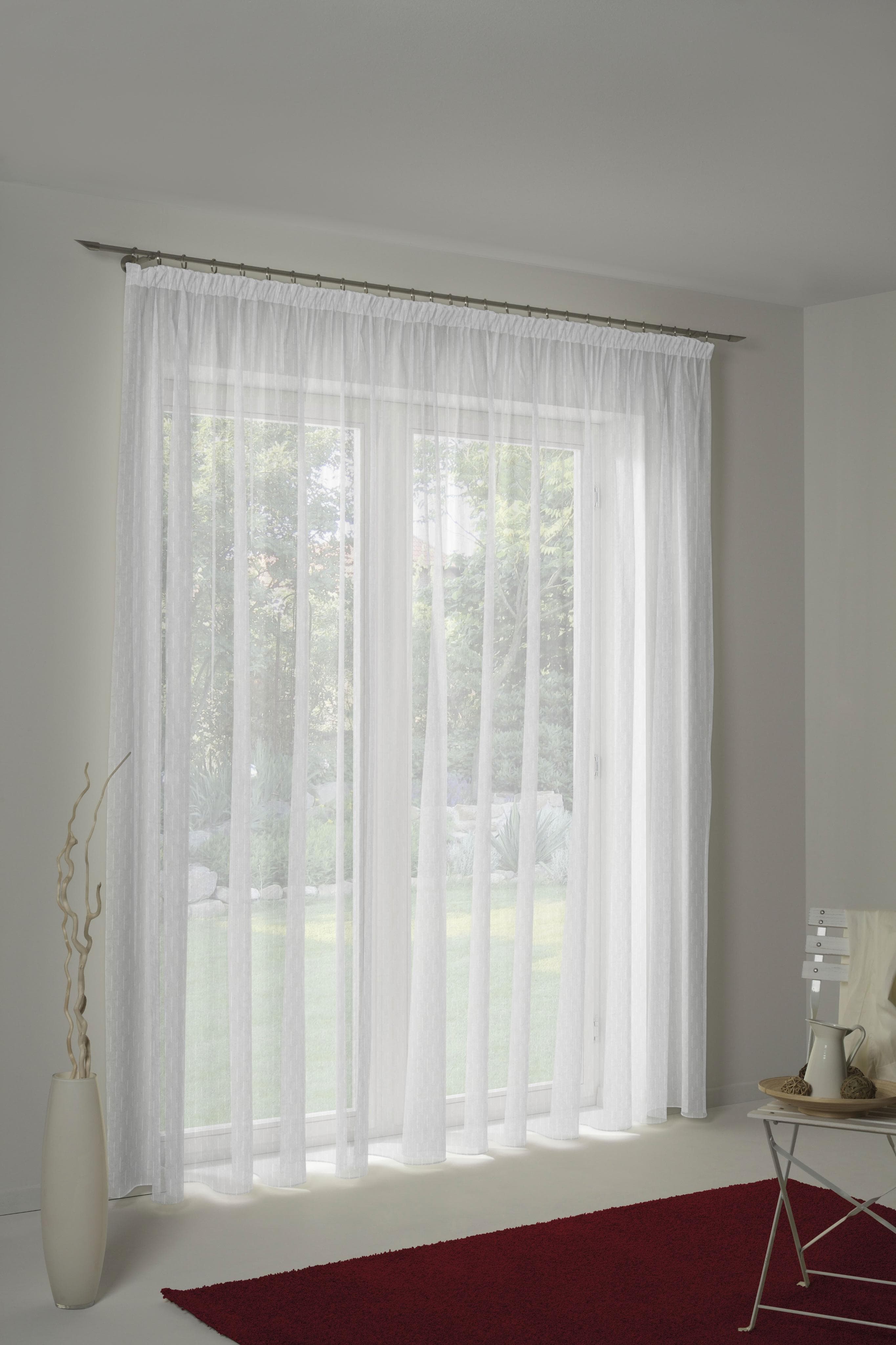 Vorhang WIRTH Hanna mit Faltenband Weiß Voile Polyester
