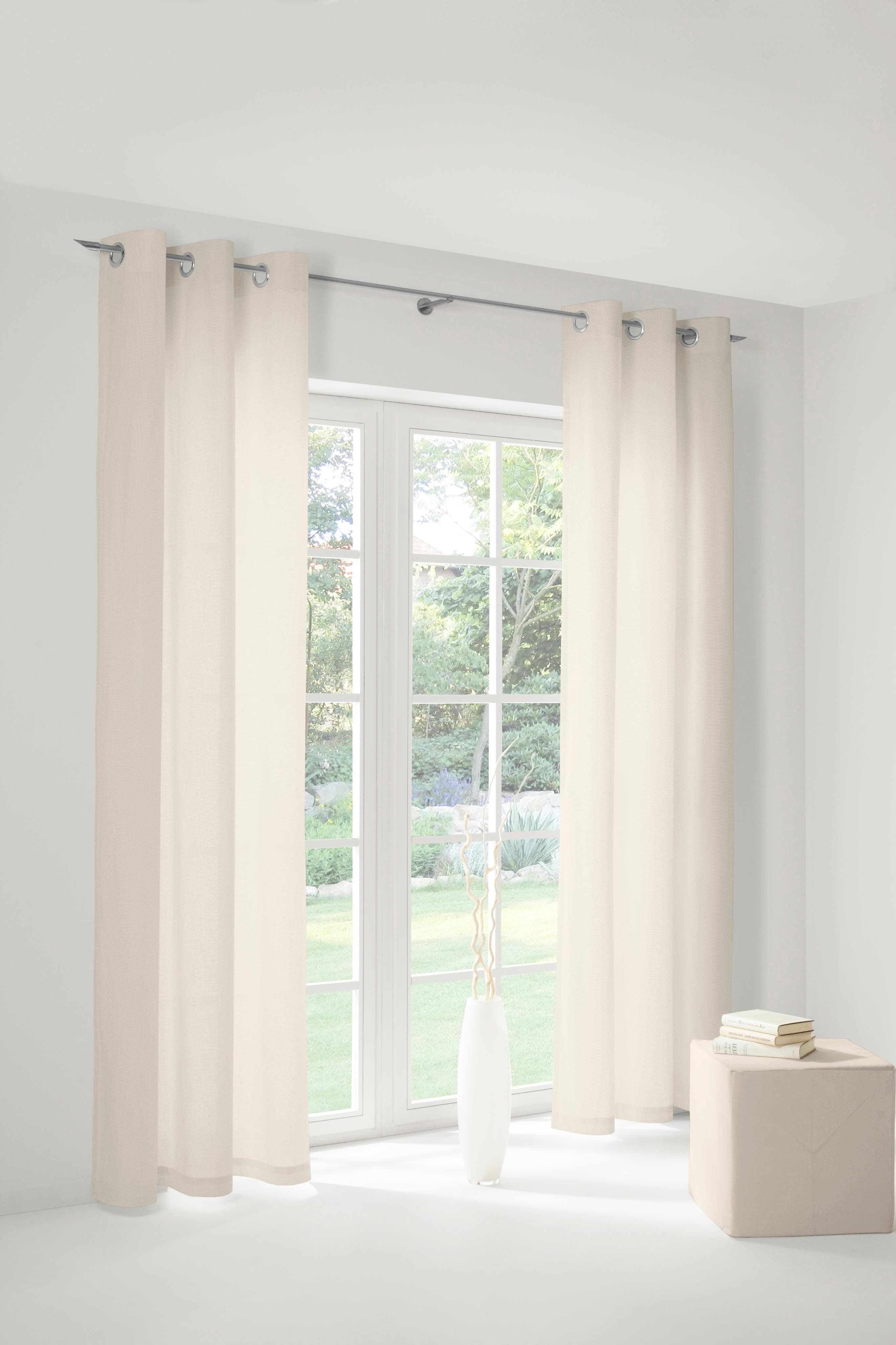 Guido Maria Kretschmer Home & Living Vorhang Jacquard Bio-Baumwolle Beige