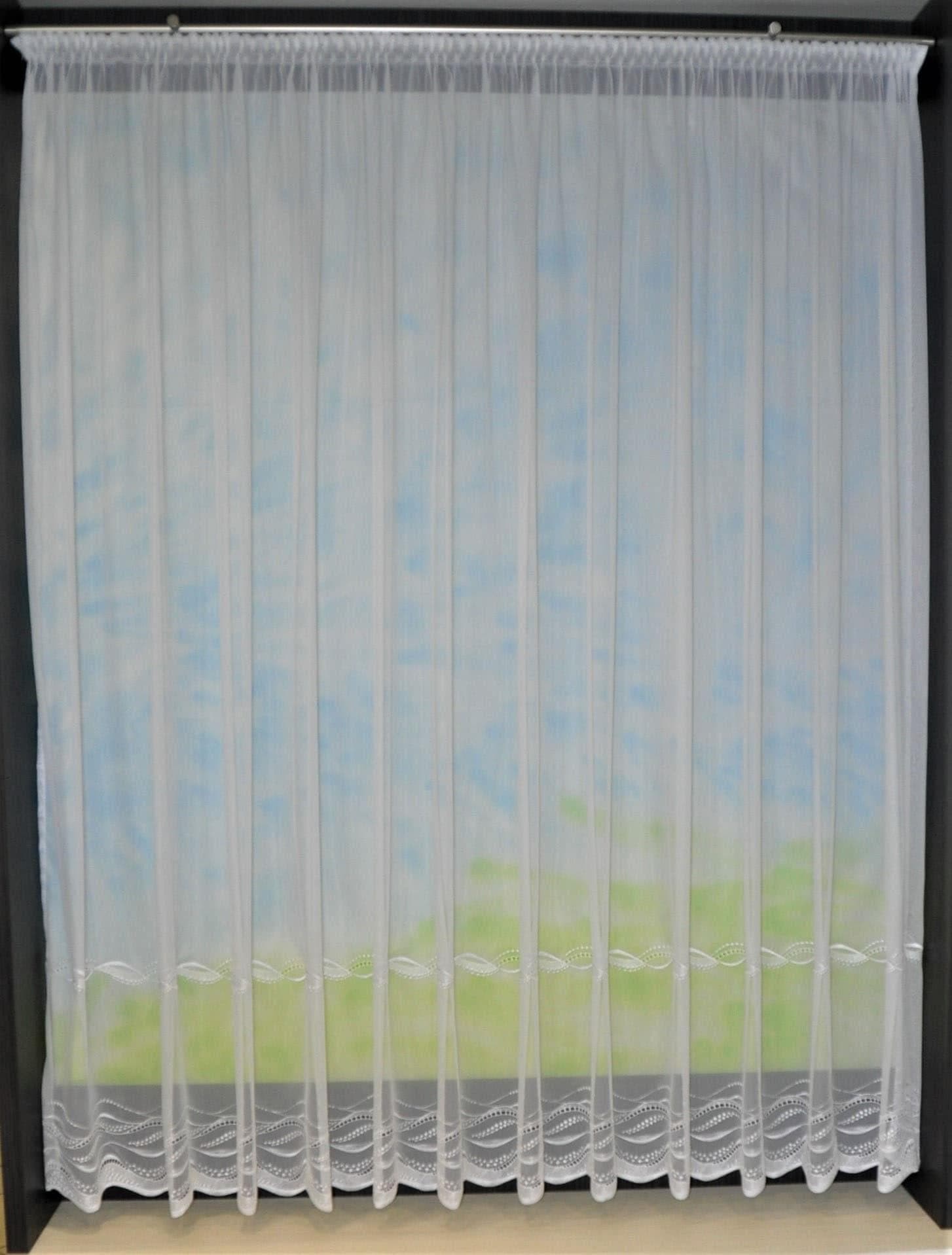 Gardine STICKEREIEN PLAUEN "Düne" Gr. 6 Weiß Polyester