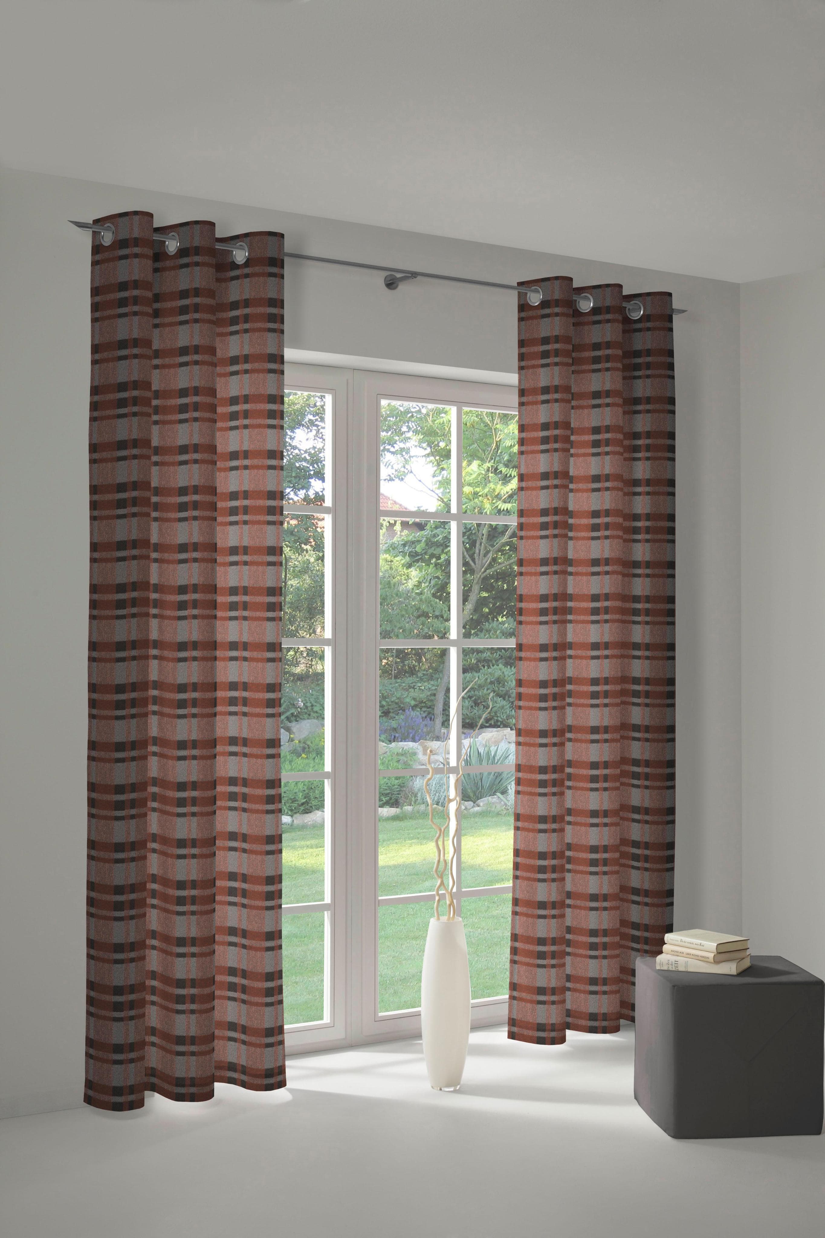 Vorhang WIRTH Laufenberg Orange Terrakotta Jacquard Baumwolle Polyester