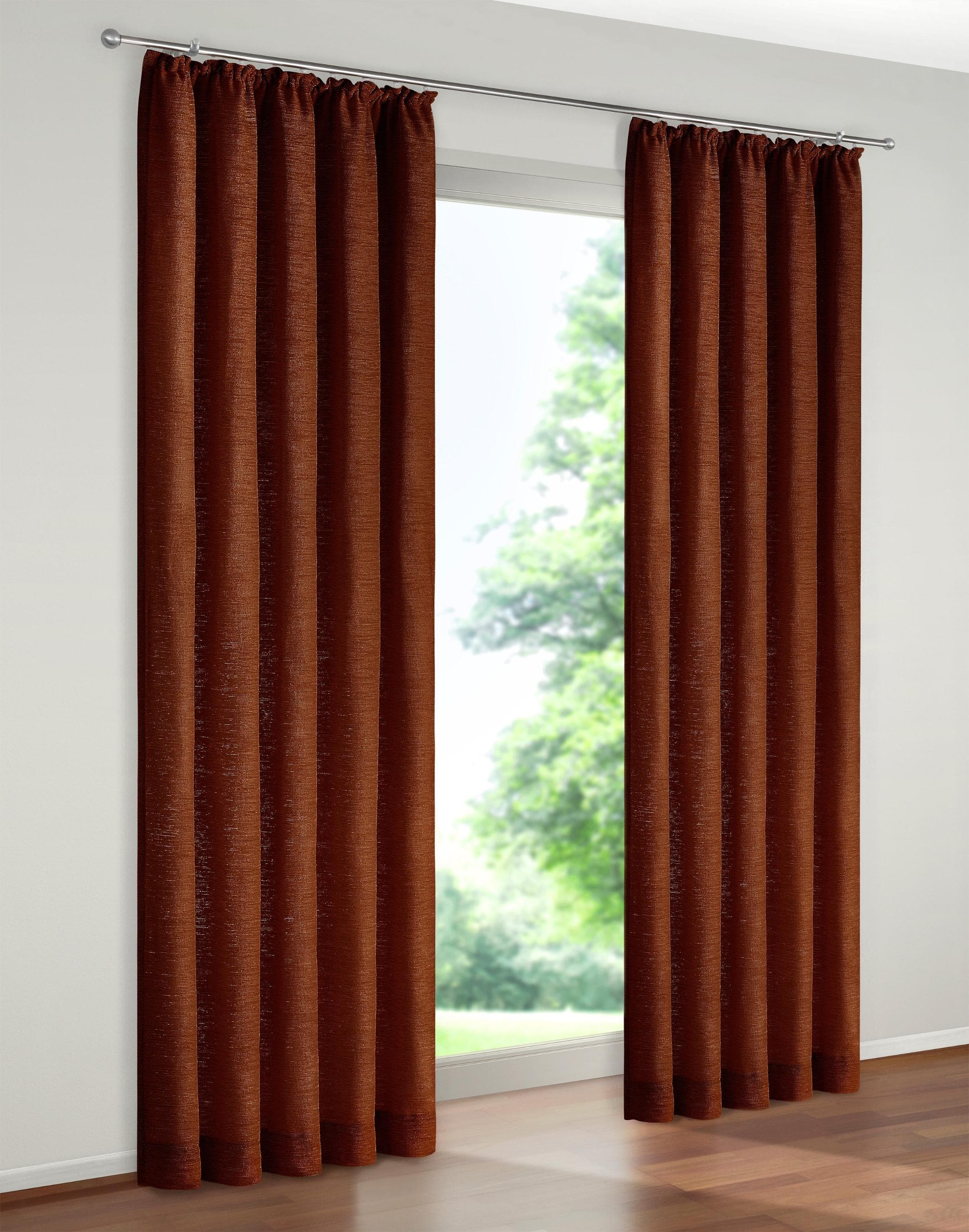 WIRTH Vorhang Trondheim Braun Chenille Blickdicht 132x145 cm