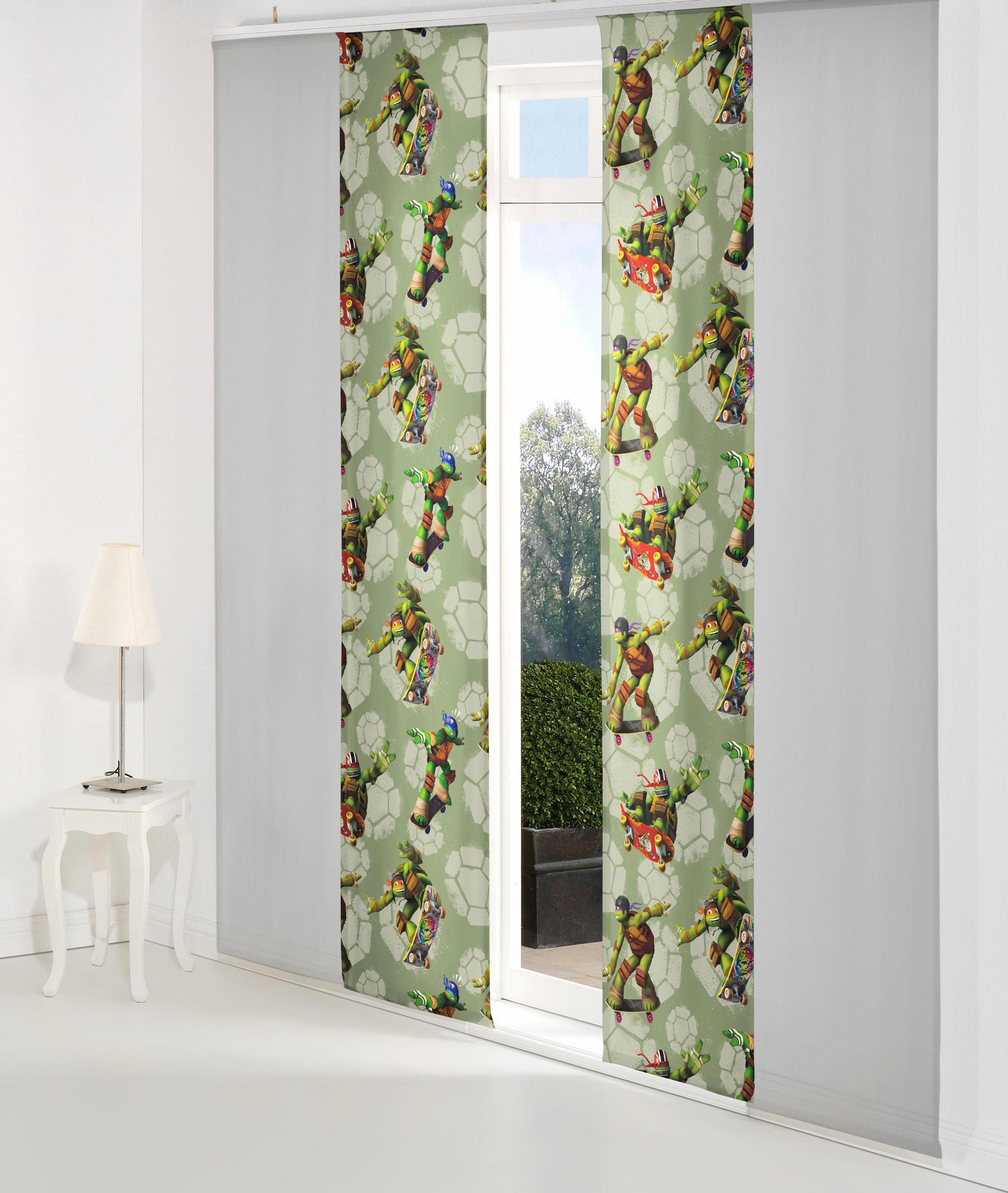 Schiebegardine WIRTH Turtles Grün Satin Polyester Gardine