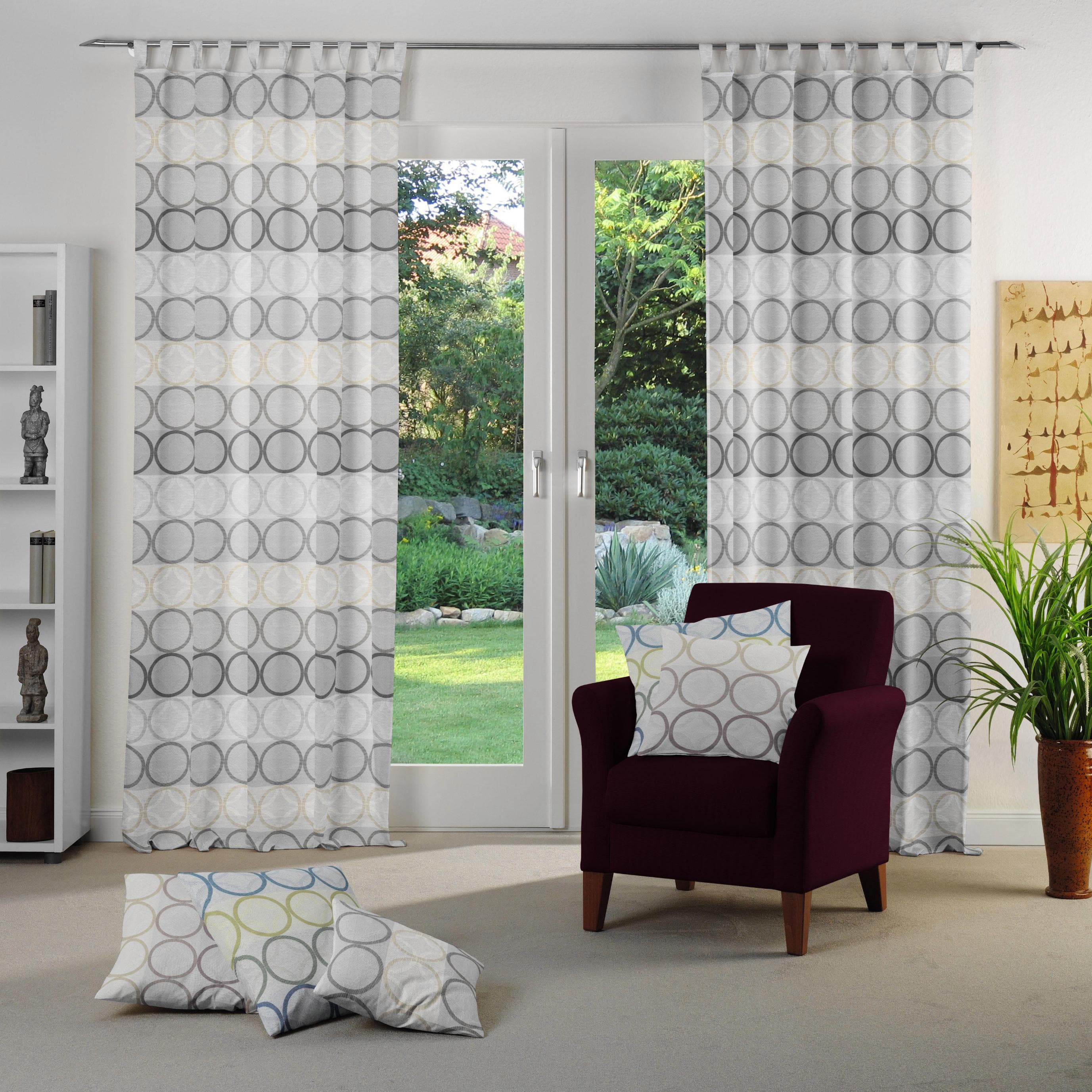WIRTH Vorhang Zirbello Hellgrau Jacquard Schlaufen