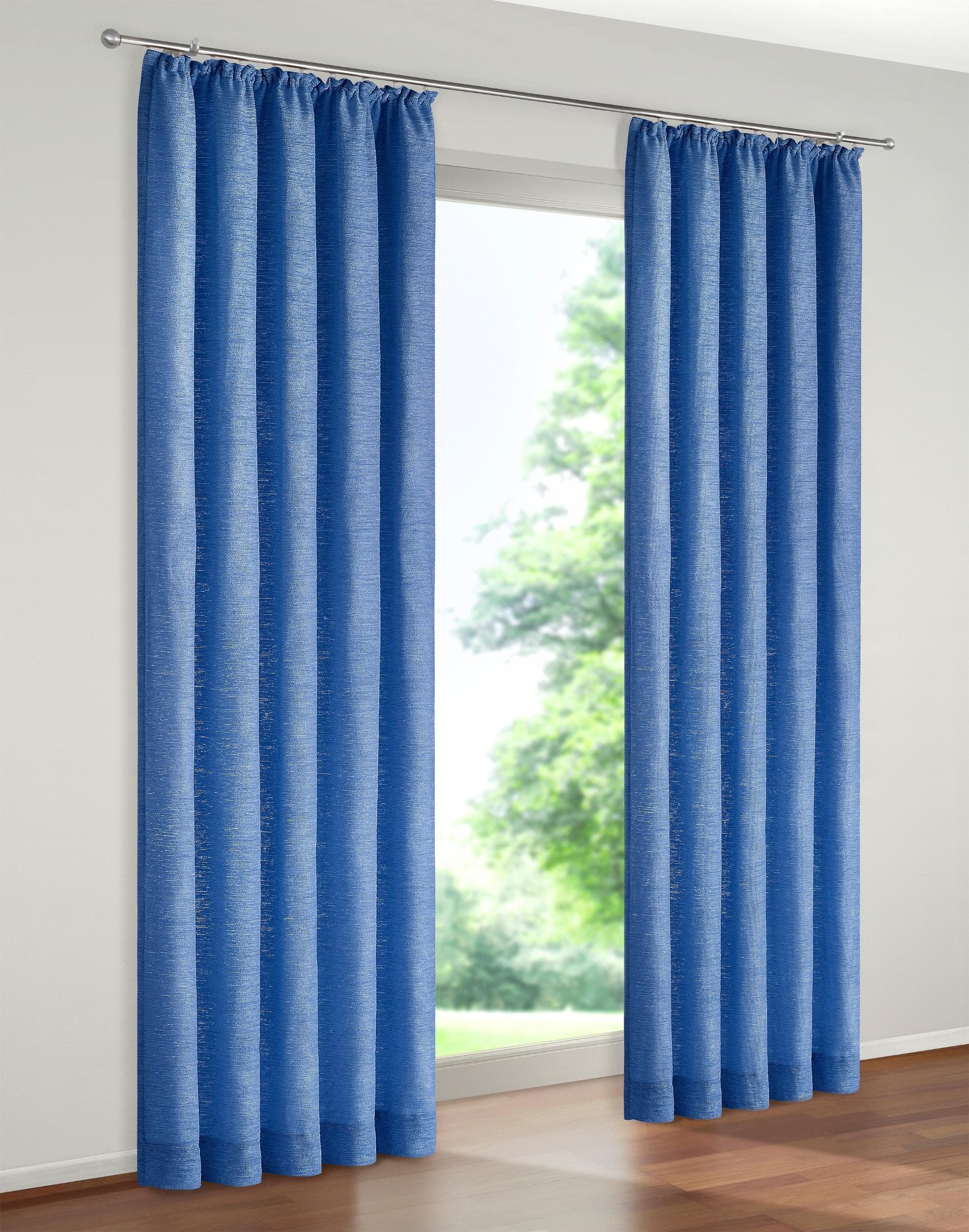 WIRTH Vorhang Tromsö Blau 270x255cm Chenille Polyacryl