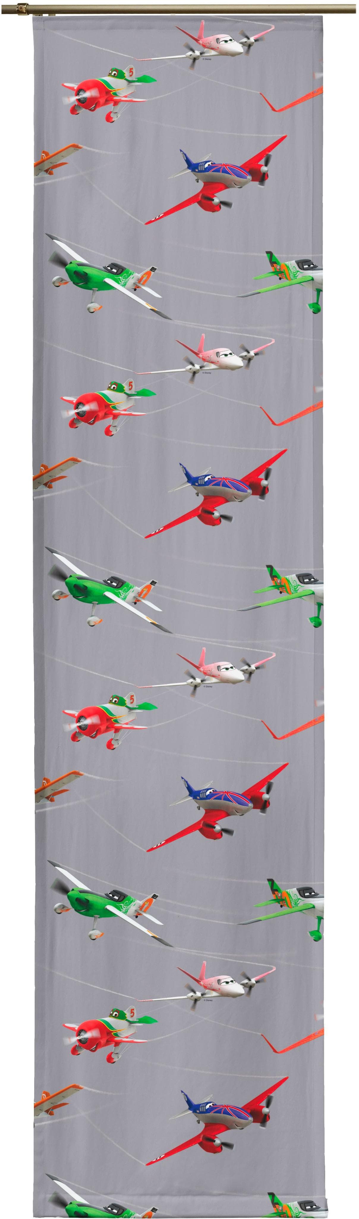 WIRTH Schiebegardine Planes Action Grau Disney Motiv
