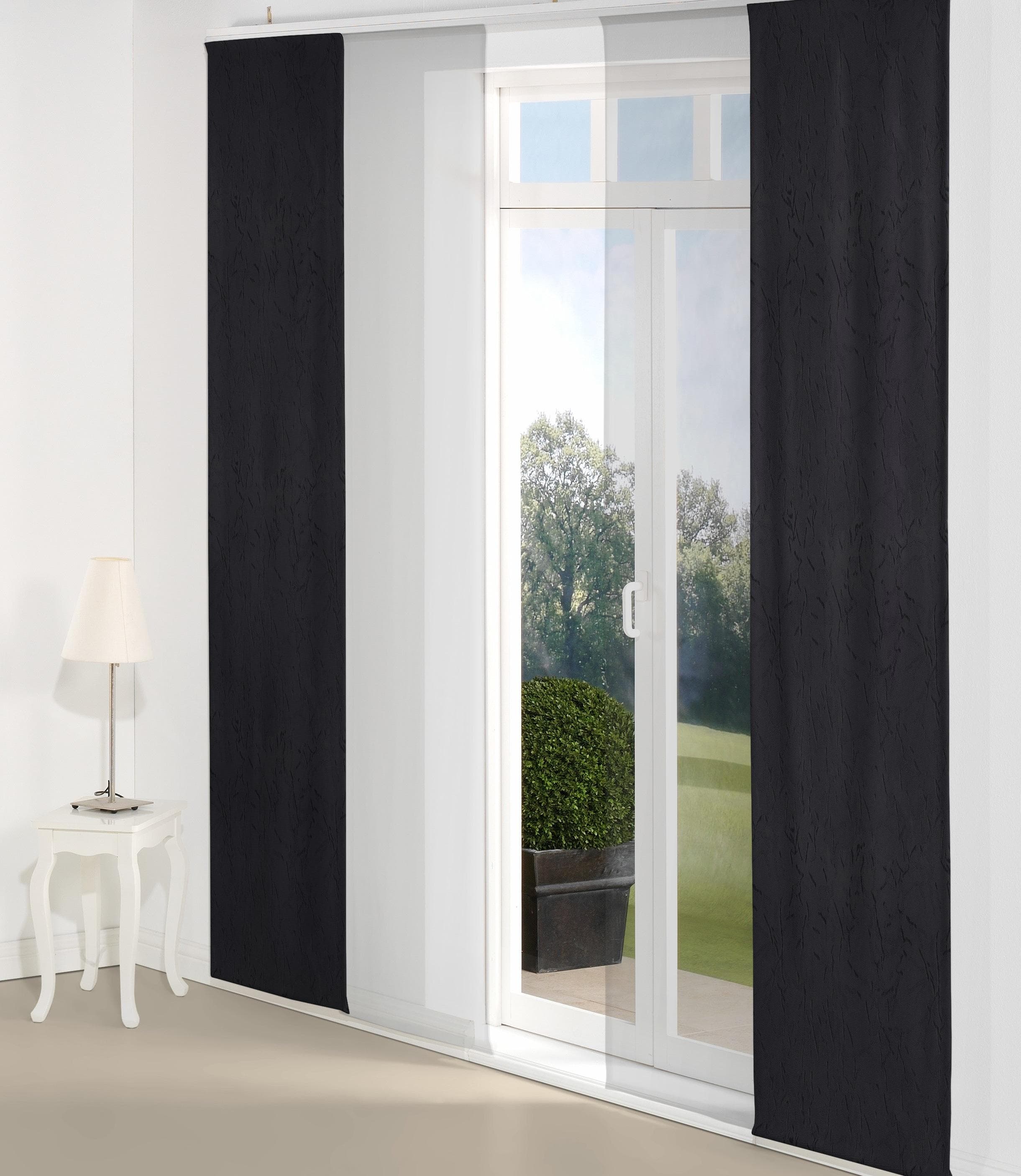 Schiebegardine WIRTH Lahnstein Gr. 4 Schwarz Jacquard Polyester