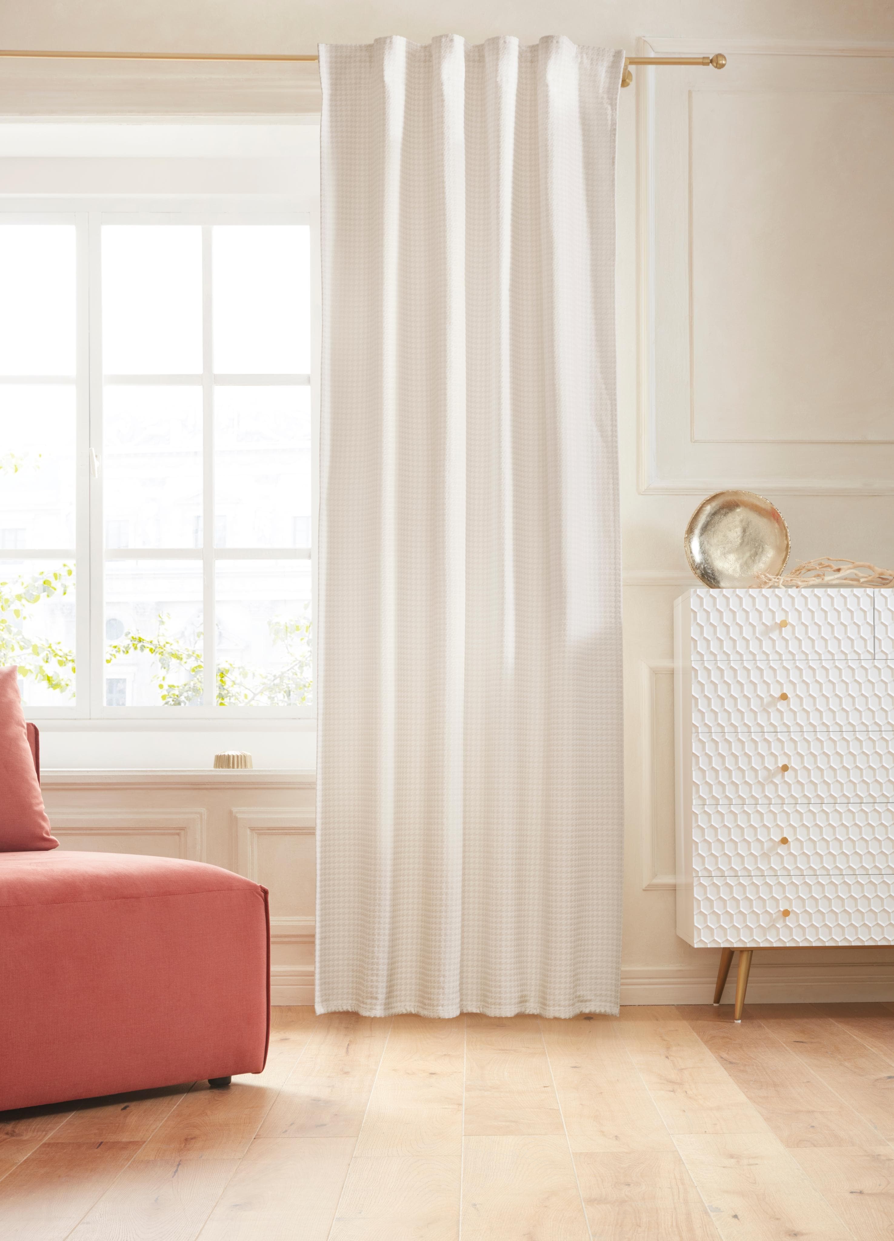 Beiger blickdichter Polyester-Jacquard-Vorhang, 132x225 cm