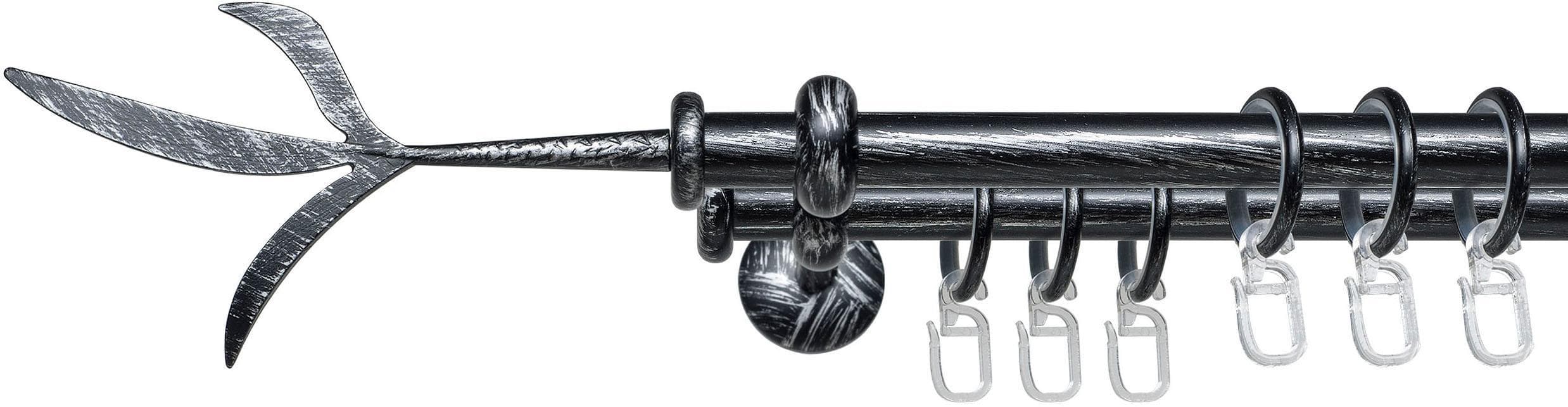 Liedeco Gardinenstange Esp Zweig Silber-Schwarz 200 cm