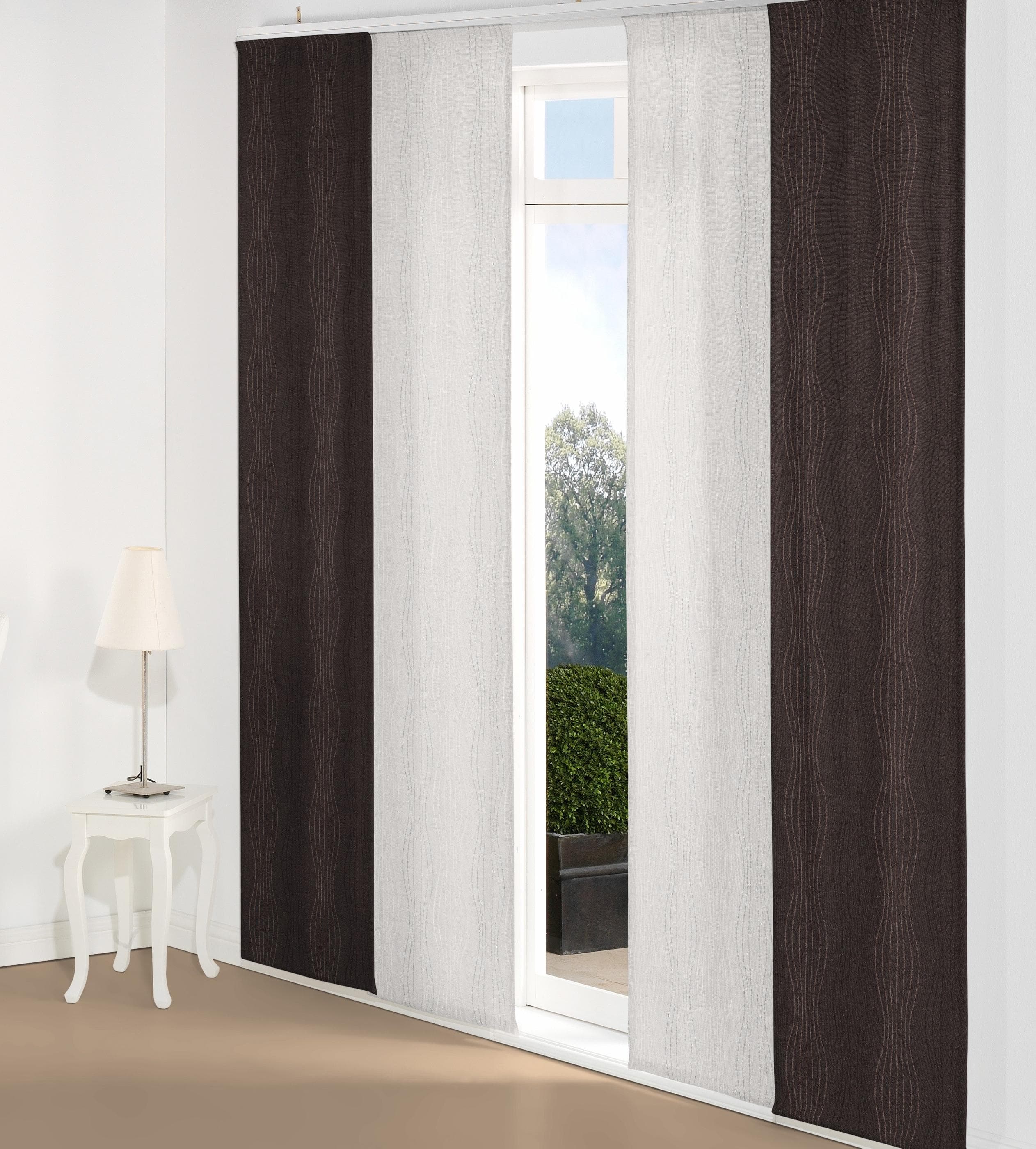 WIRTH Schiebegardine Riccia Braun/Lila Jacquard