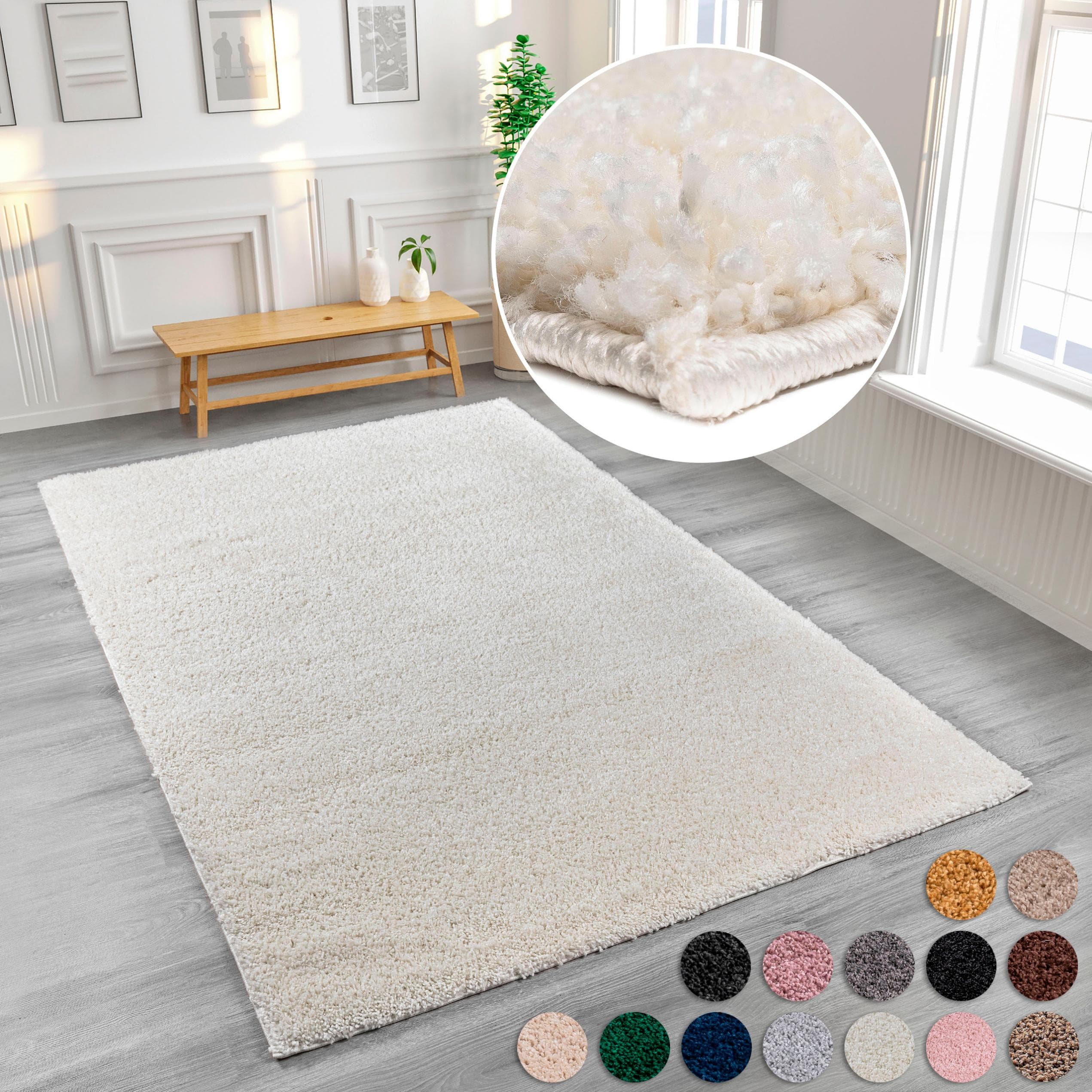 My Home Hochflor-Teppich Viva Creme besonders weich und kuschelig