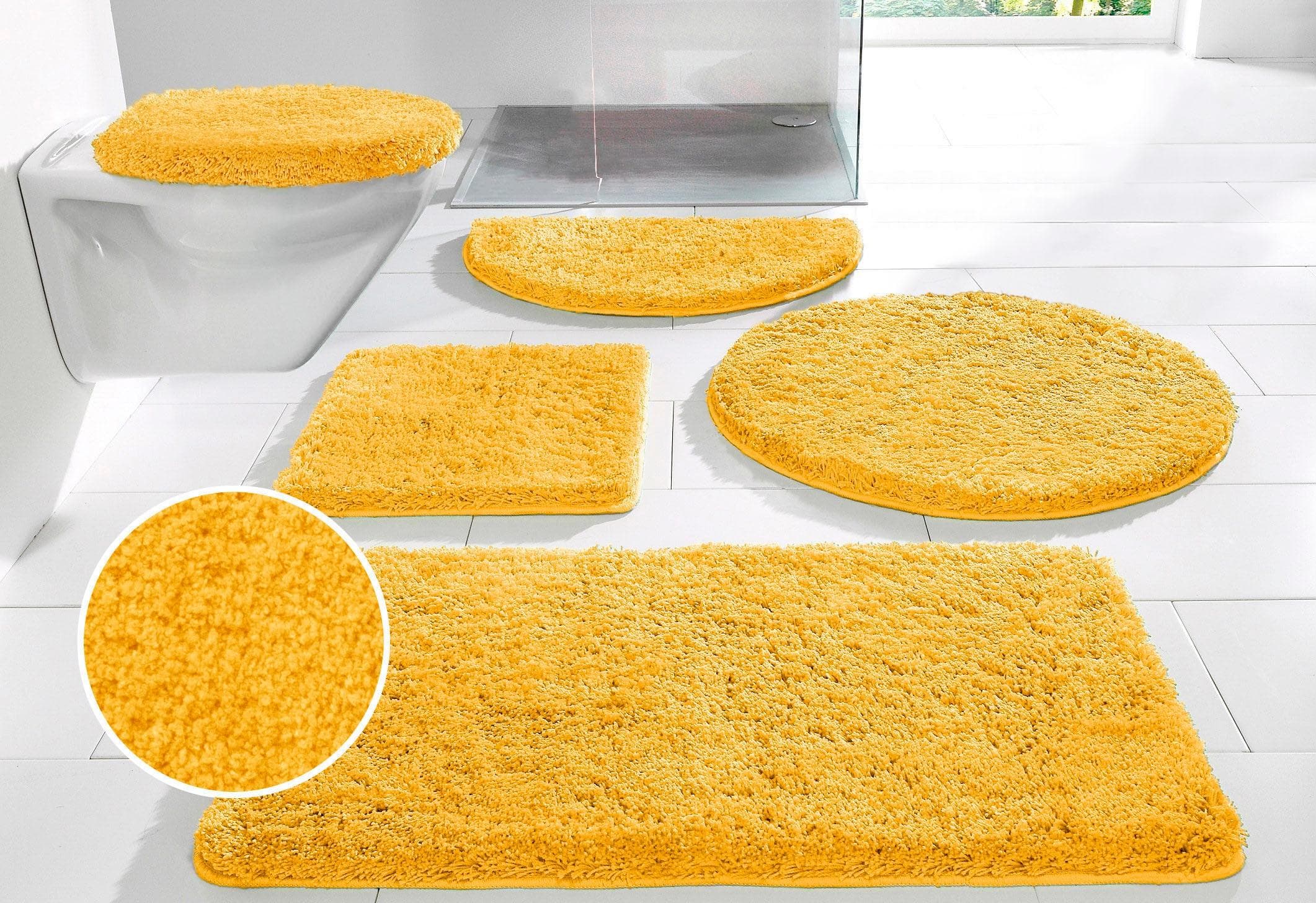 Badematte MY HOME Sanremo Badvorleger Badezimmer Teppich Gelb