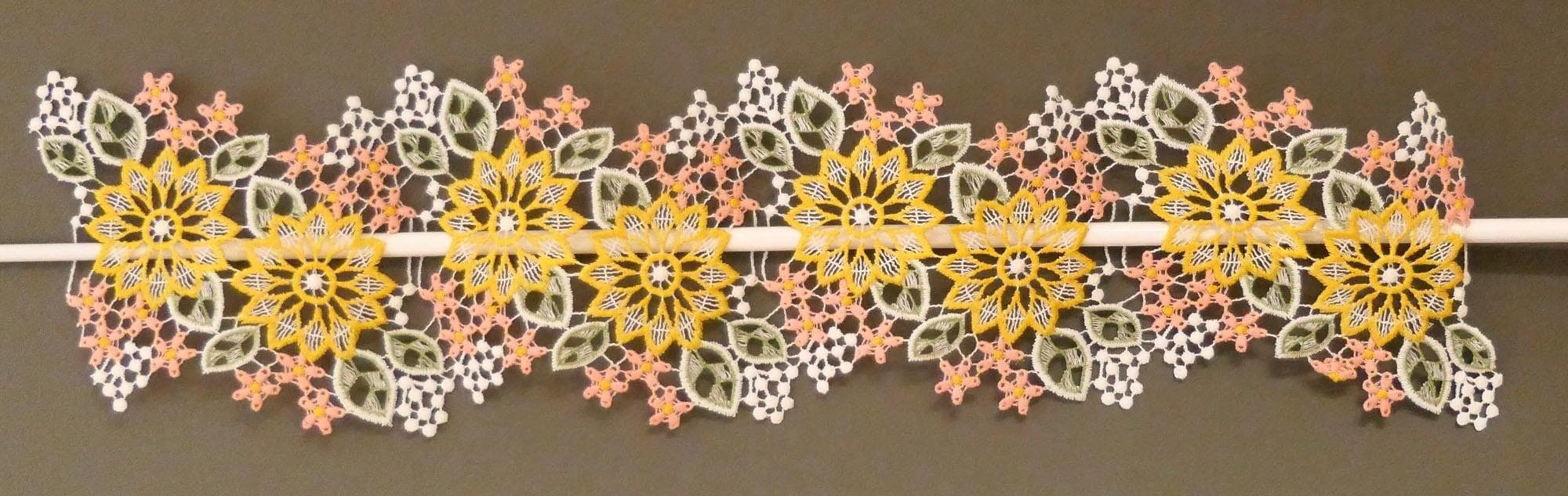 Scheibengardine STICKEREIEN PLAUEN "Blüten" Gelb/Weiß 100% Polyester
