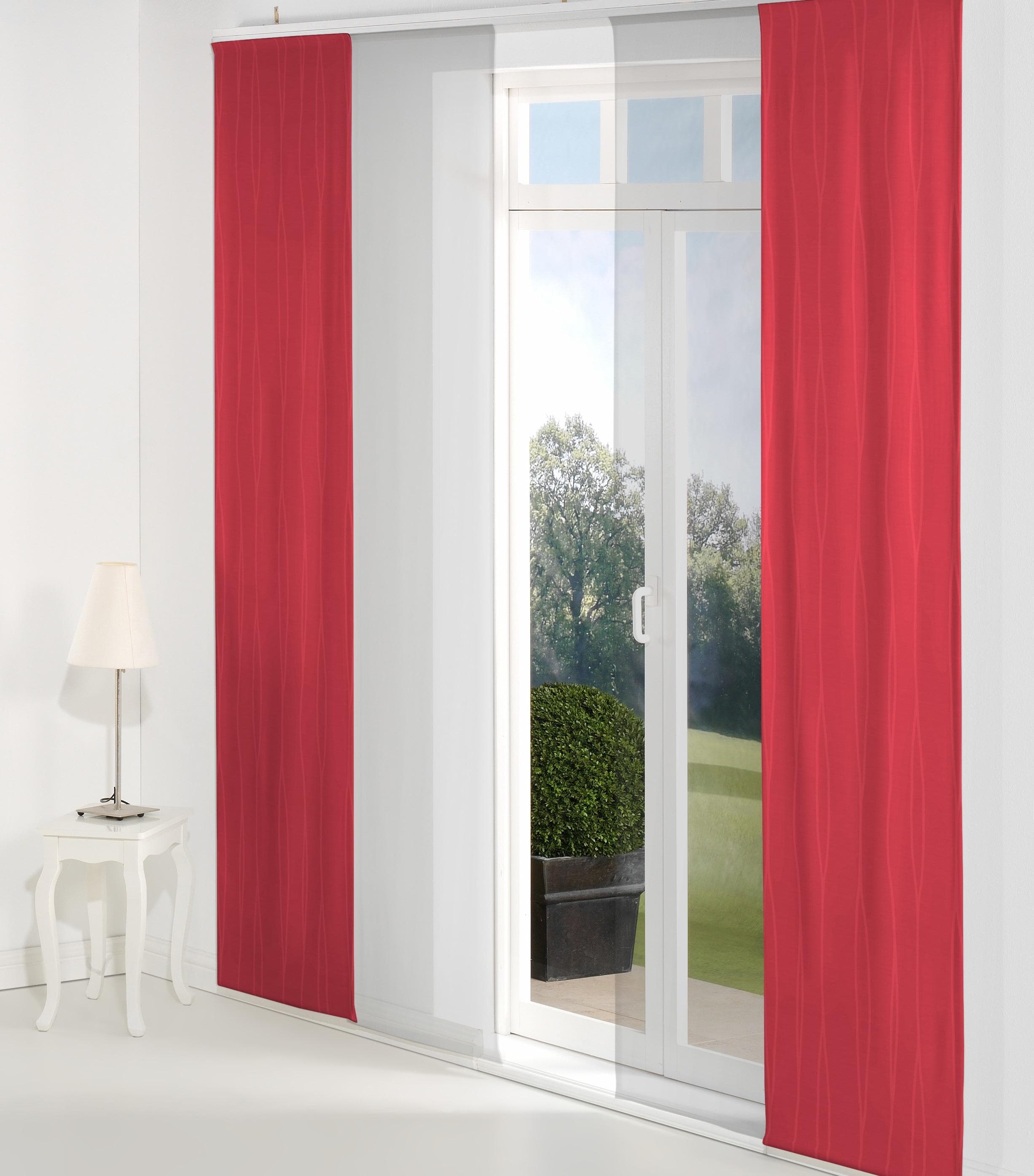 Schiebegardine WIRTH LANGWASSER Rot Jacquard Polyacryl-Polyester