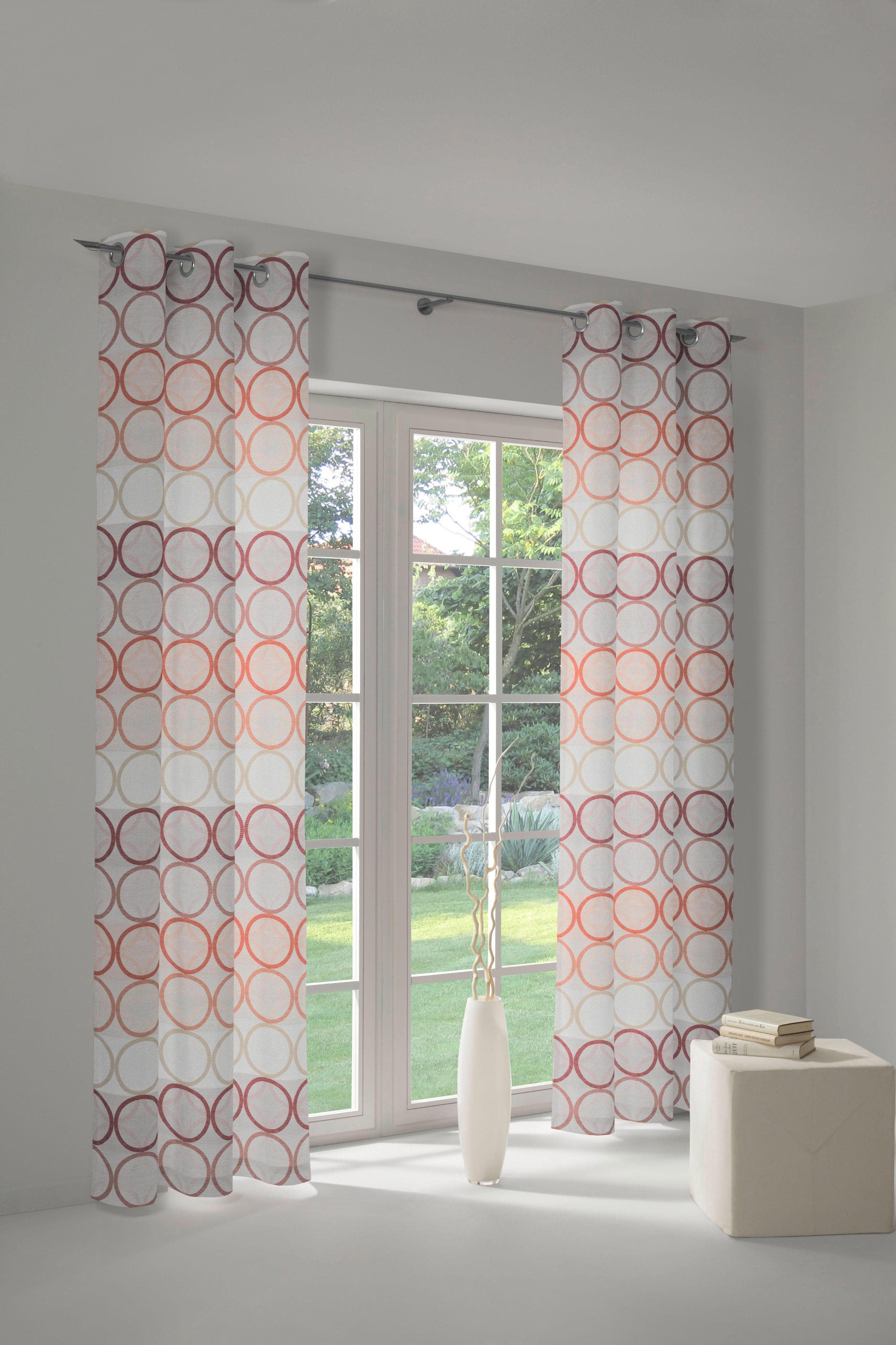 WIRTH Vorhang Zirbello Terrakotta Jacquard Gardine mit Ösen
