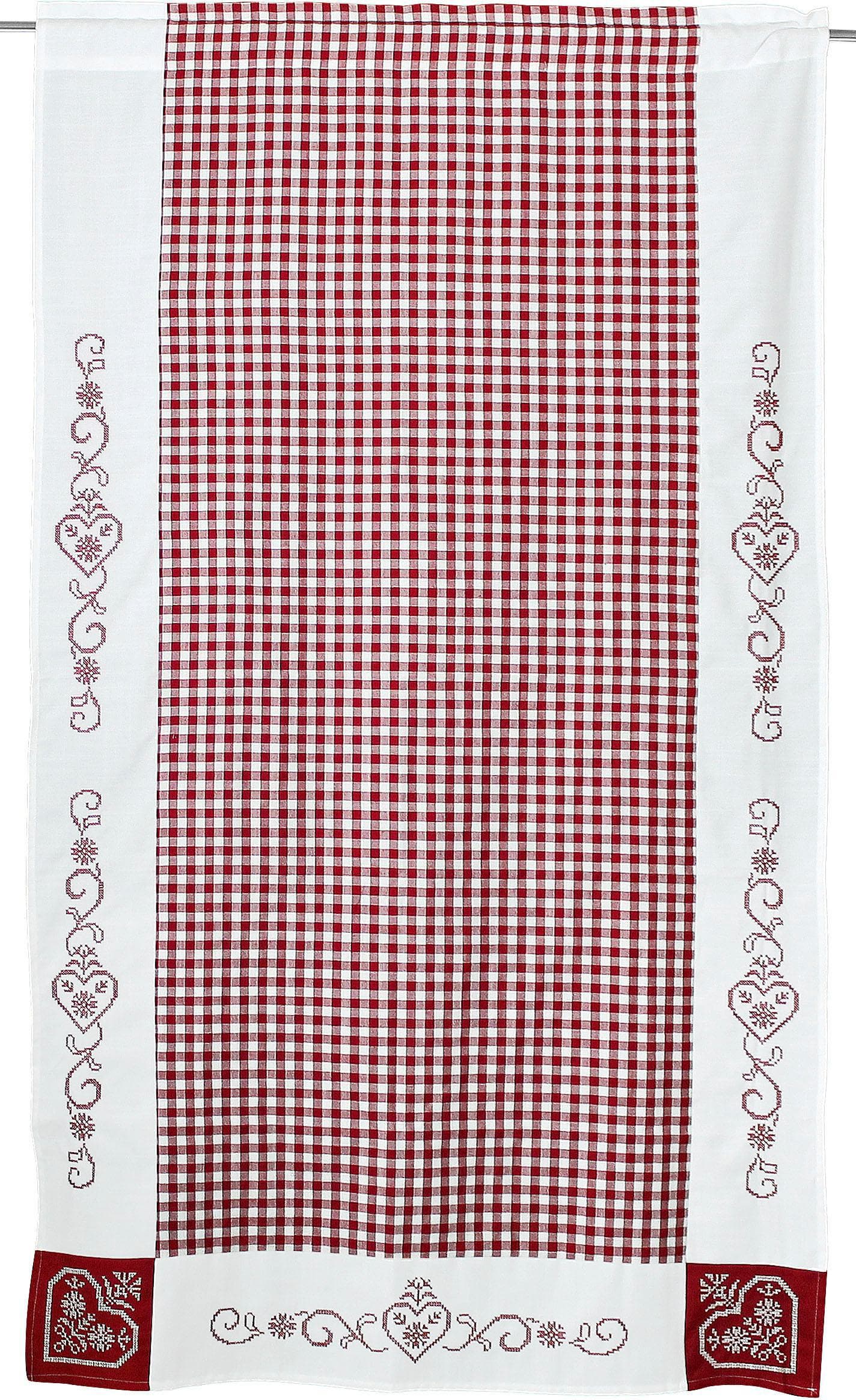 Hossner Gardine "Kulm" 2-tlg. Weiß/Rot Landhausstil